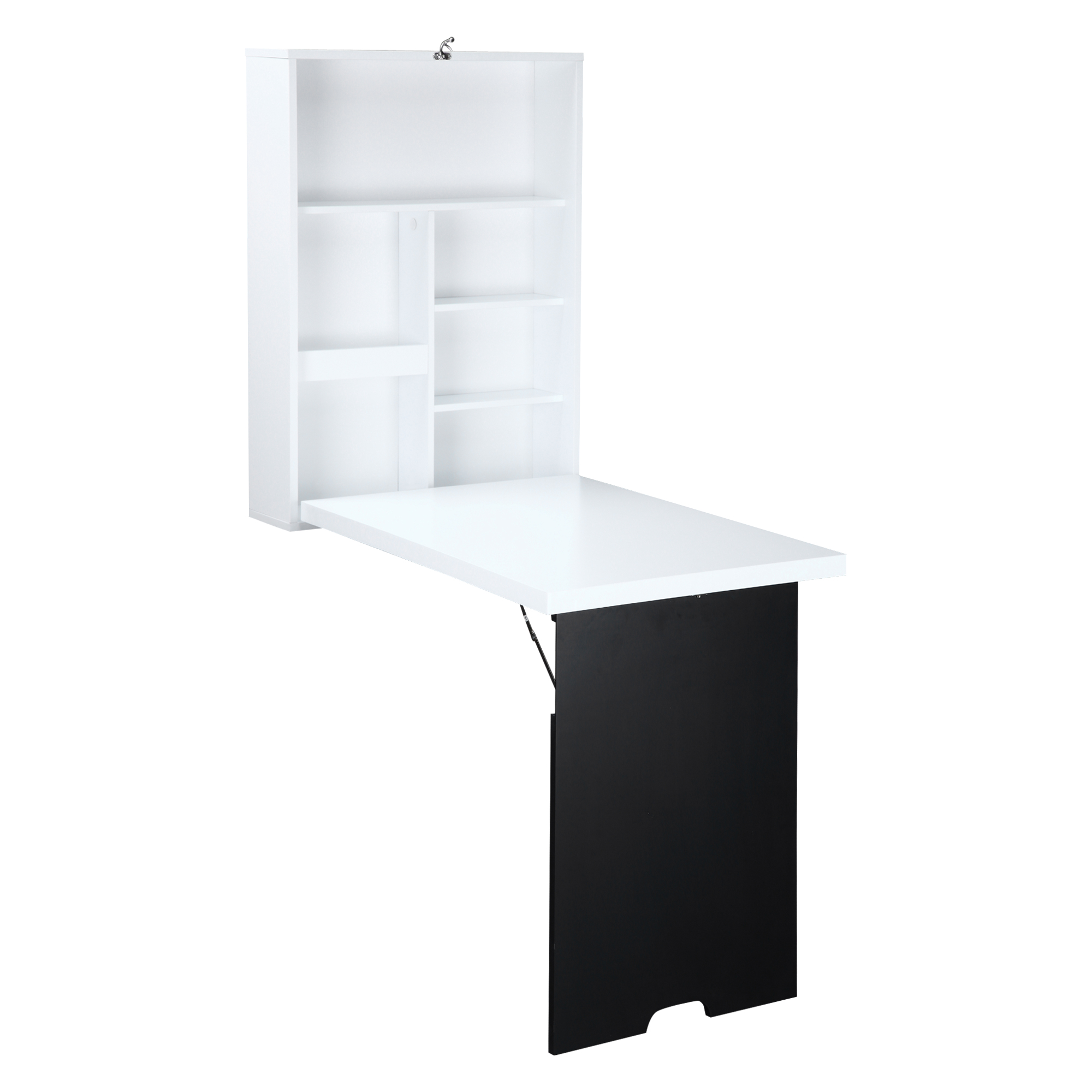 Easycomfort Tavolo Scrivania Pieghevole a Muro con Lavagna, 60x94.5x147cm, Bianco e Nero