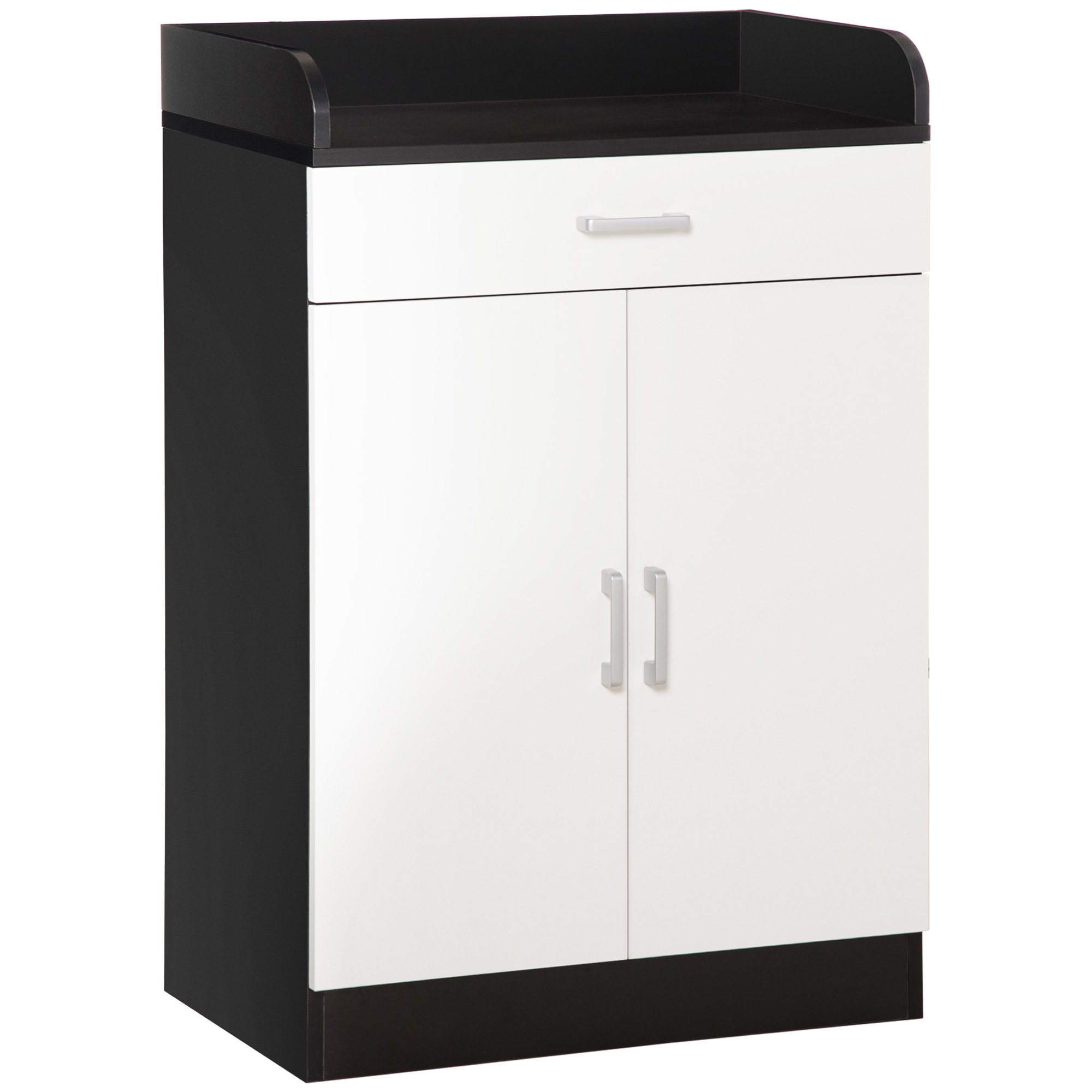 Easycomfort Mobiletto con Cassetto di Legno, con Ripiano Regolabile, Mobiletto da Cucina Salvaspazio, Soggiorno e Anticamera, in Legno MDF, 60x40x90cm, Bianco e Nero