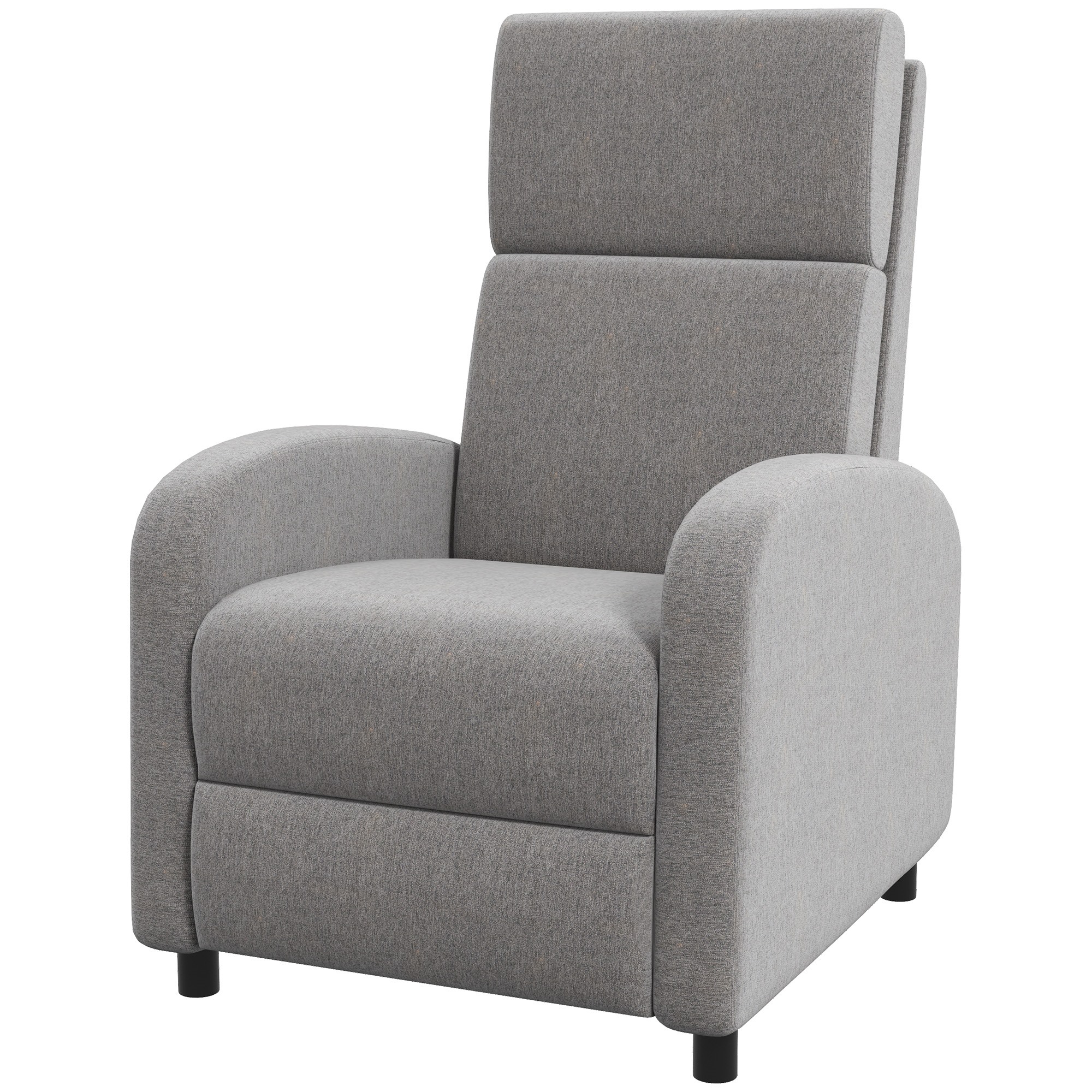 Easycomfort Poltrona Reclinabile 160° in Tessuto Effetto Lino con Braccioli Quadrati, 64x86x102 cm, Grigia