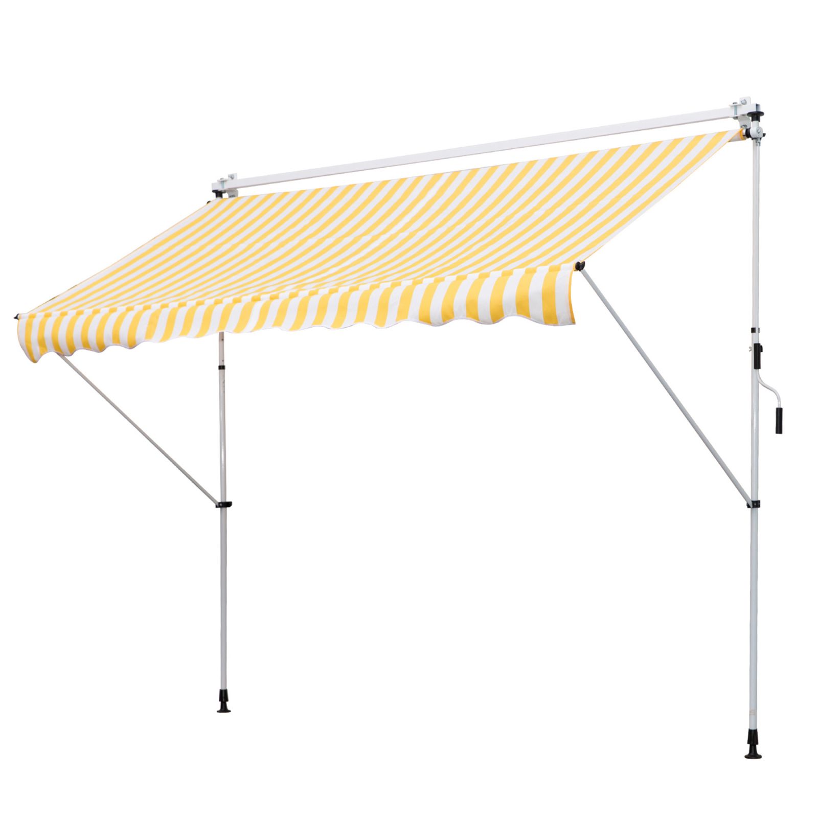 Easycomfort Tenda da Sole a Bracci 3x1.5m con Manovella e Struttura Telescopica, Arancione e Bianco