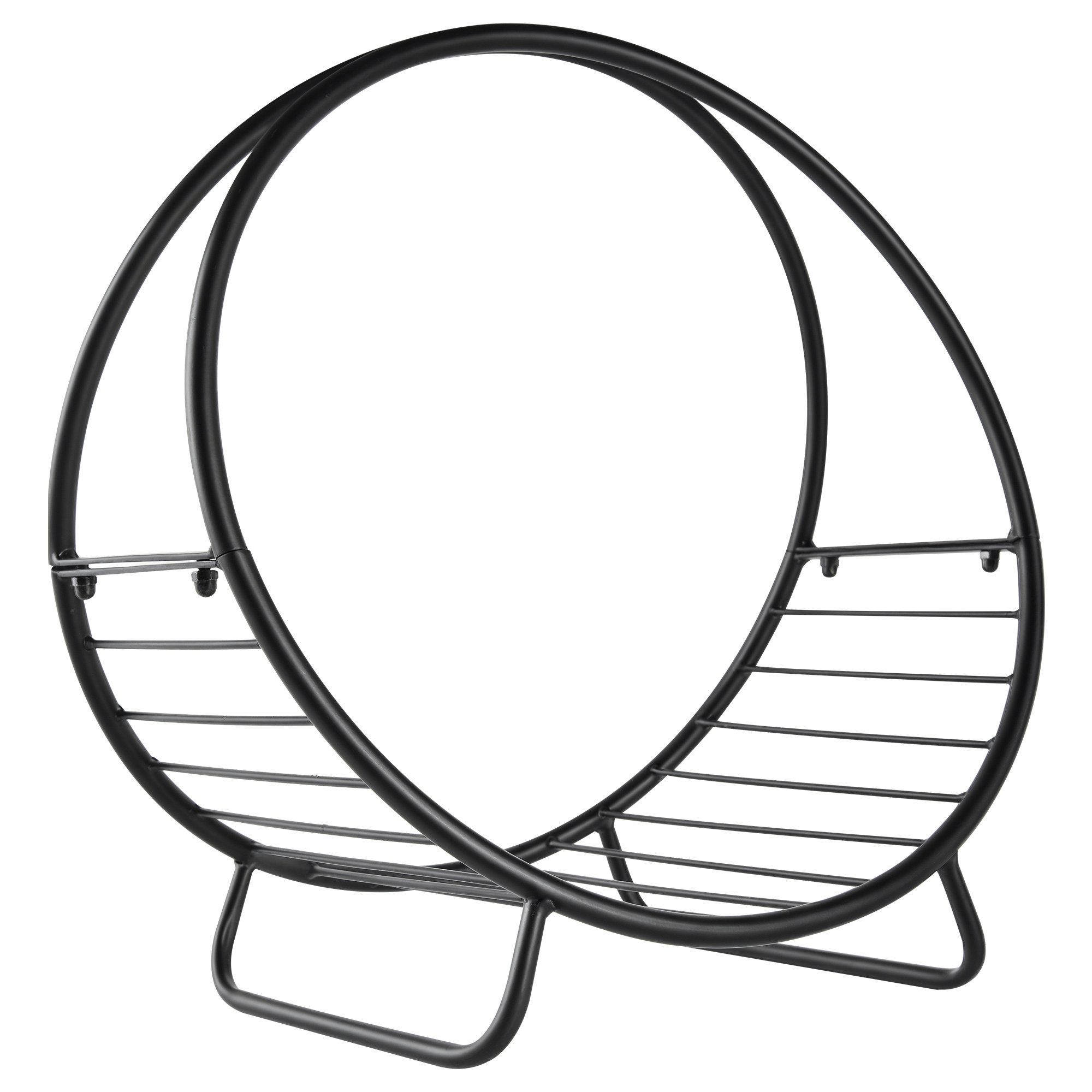 Easycomfort Portalegna in Metallo per Interni ed Esterni per Camino, Porta Legna da Interno con Forma a Cesto, 45x29.5x47cm, Nero