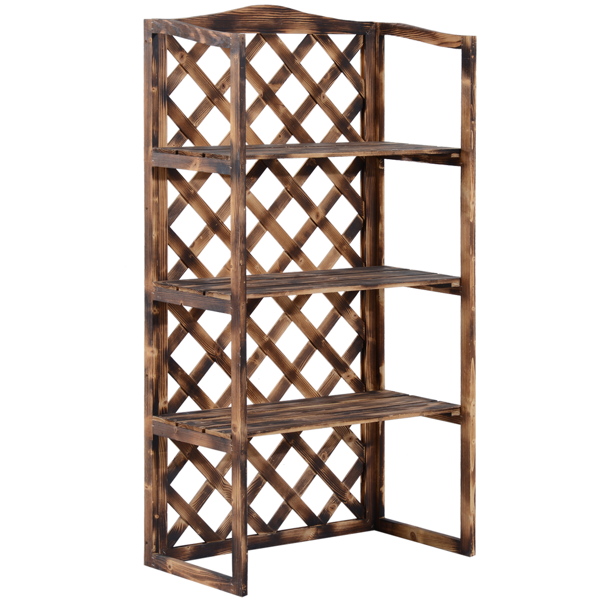 Easycomfort Scaffale Porta Piante da Esterno a 3 Ripiani in Legno di Abete, Portavasi da Interno ed Esterno, Fioriera da Balcone, 80x40x148cm