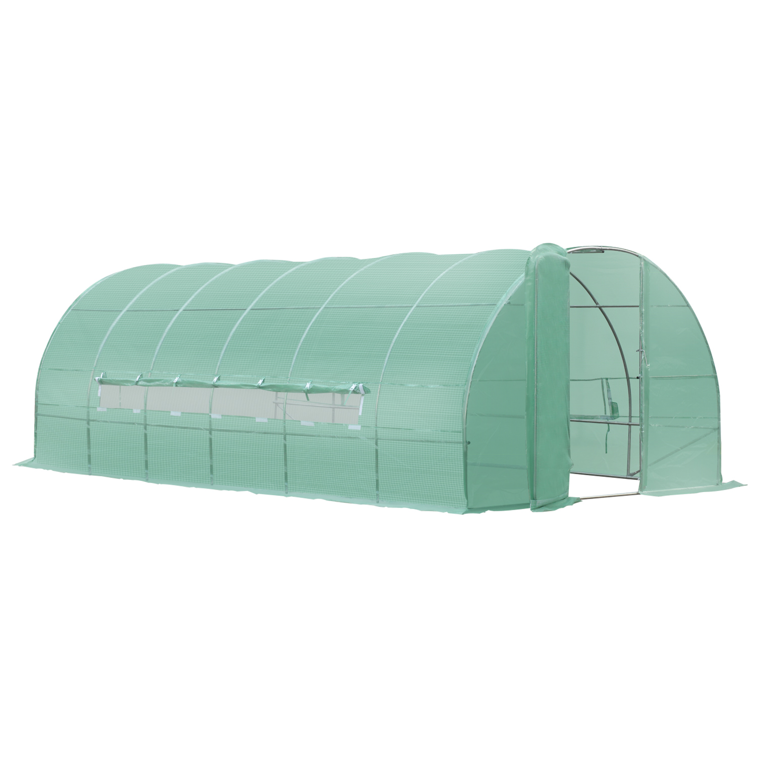 Easycomfort Serra per Orto a Tunnel con Porta e 8 Finestre, Serra da Giardino in PE e Metallo Zincato, per Coltivazaione Piante, 600x300x200cm
