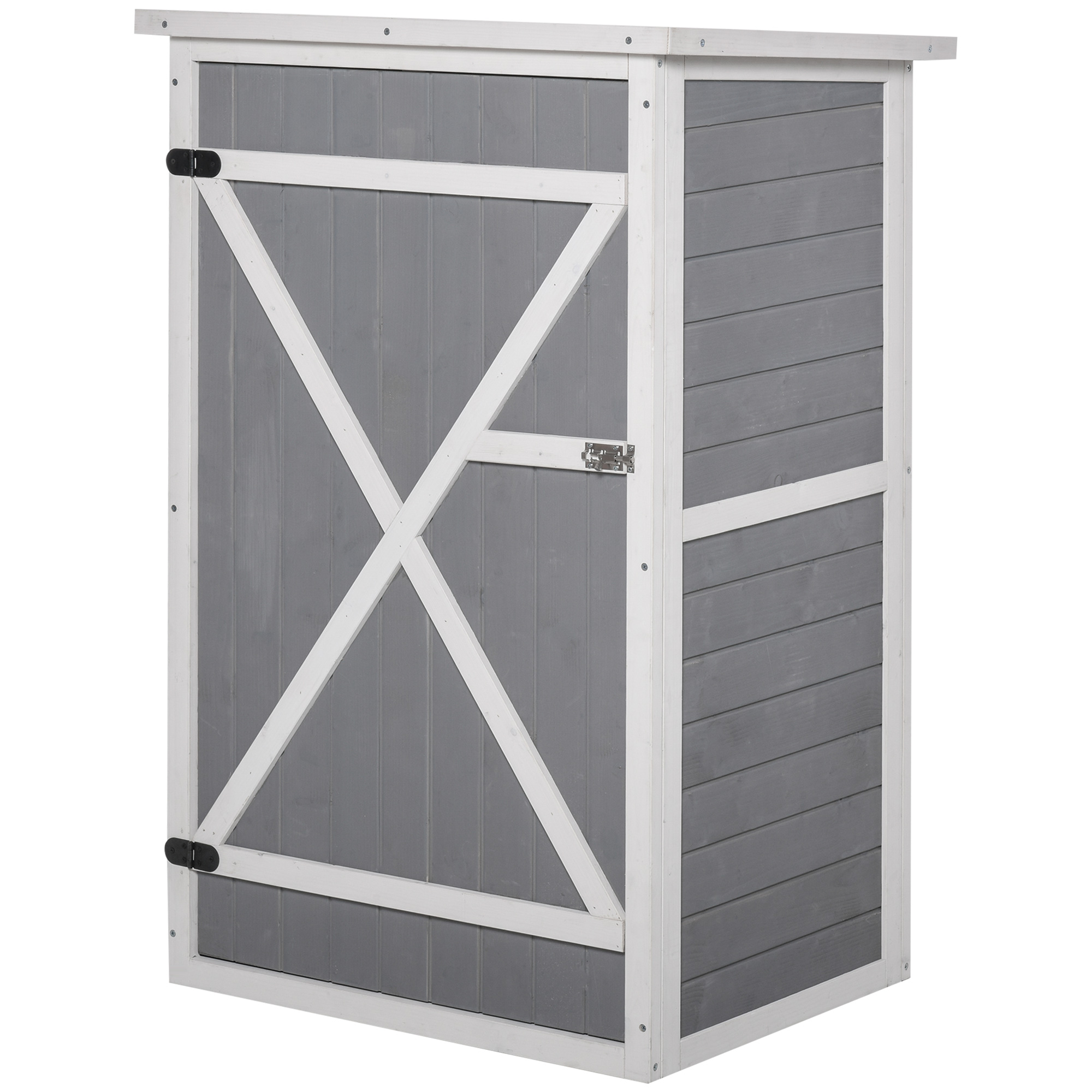 Easycomfort Capanno Attrezzi in Legno a 2 Mensole con Tetto Impermeabile, 75x56x115 cm, Grigio