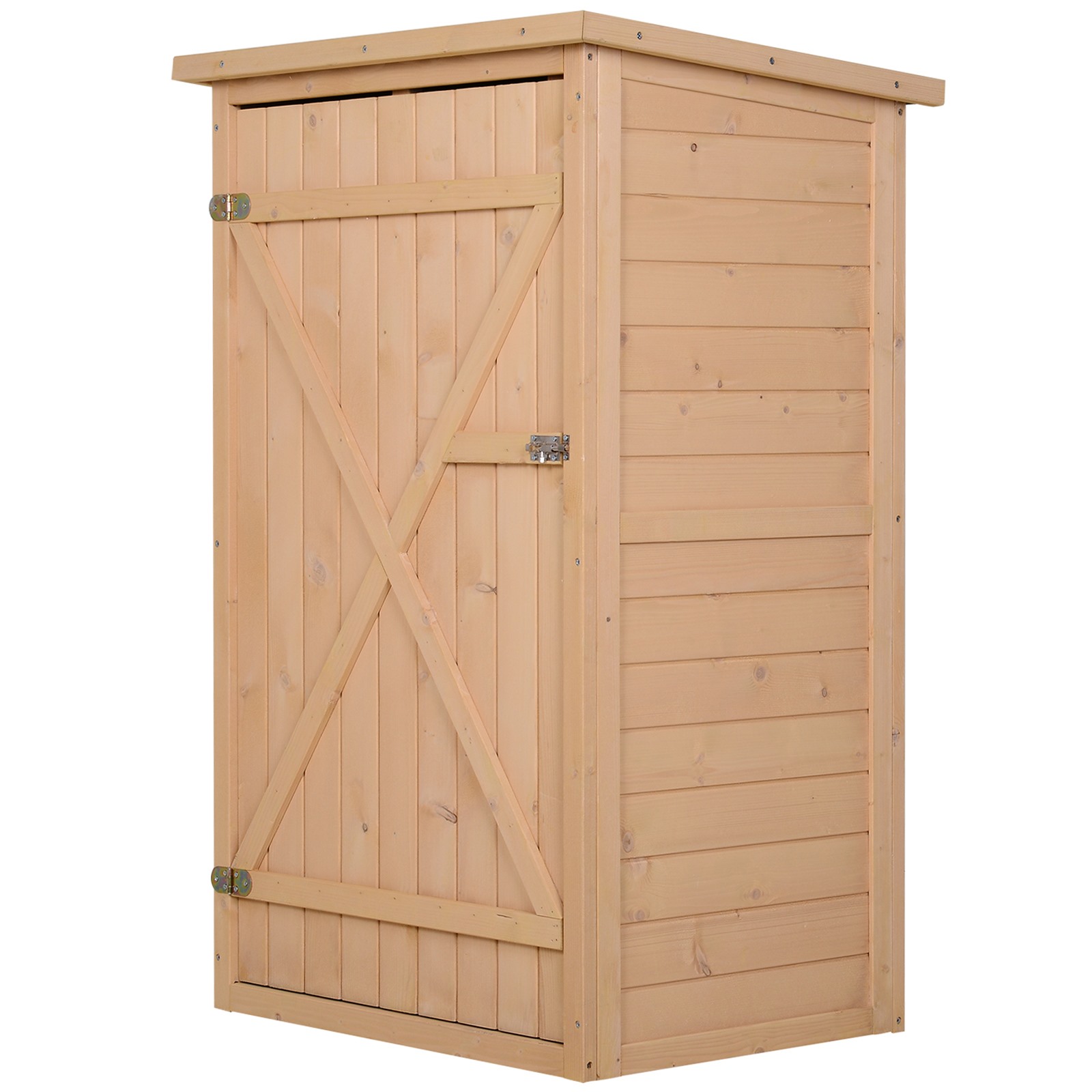 Easycomfort Casetta da Giardino in Legno di Abete con Tetto Impermeabile e 2 Mensole, 75x56x115 cm