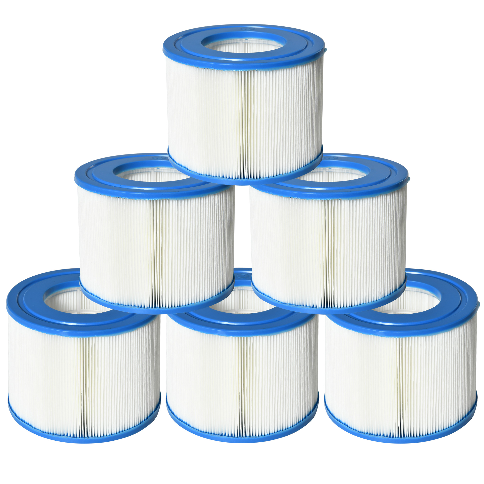 Easycomfort Set 6 Filtri per Piscine e Spa Gonfiabili in Tessuto non Tessuto, Ø10.5x8cm, Blu e Bianco