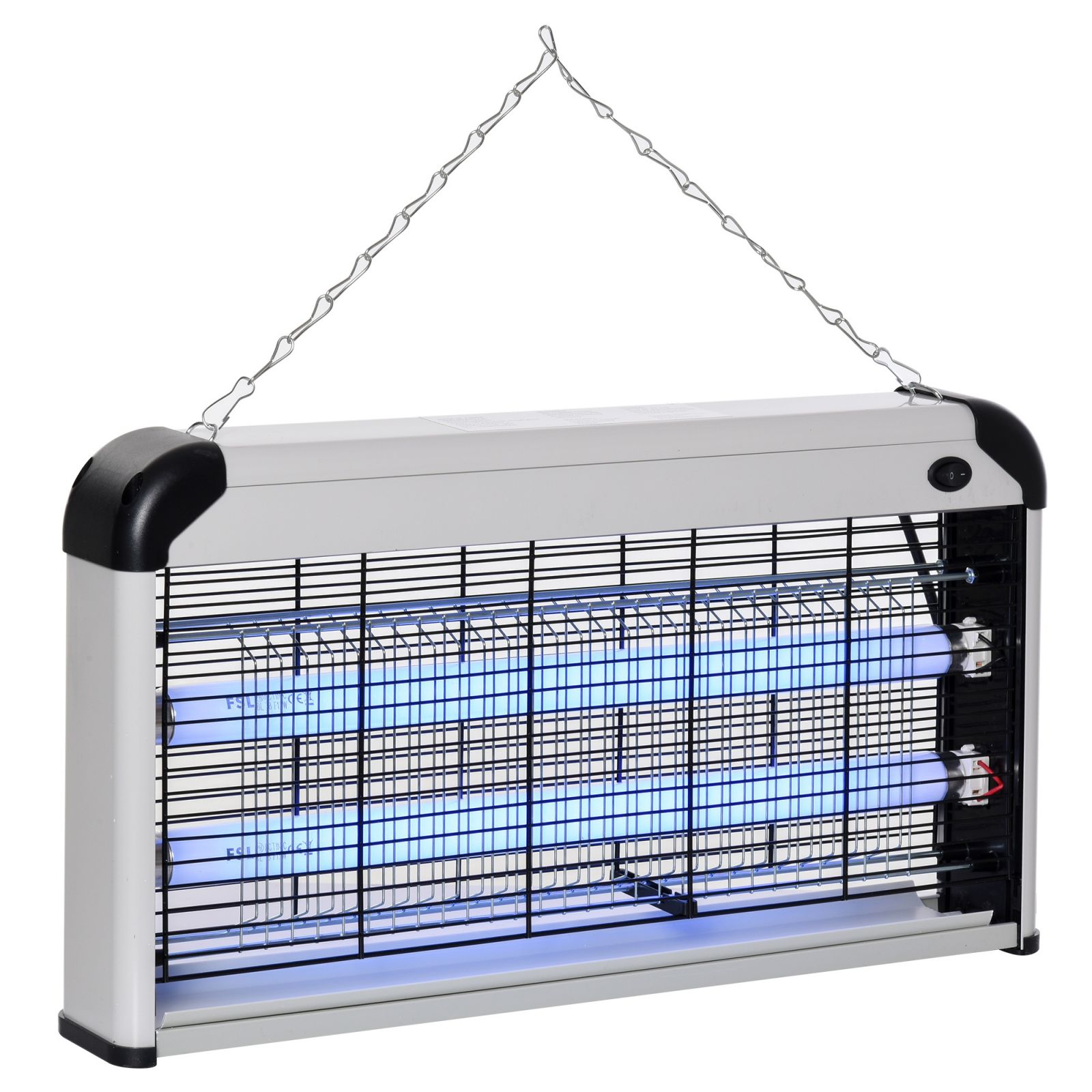 Easycomfort Elettroinsetticida da Esterno e Interno con Lampada Antizanzare UV per 60m², Zanzariera Elettrica 30W, Nero e argento