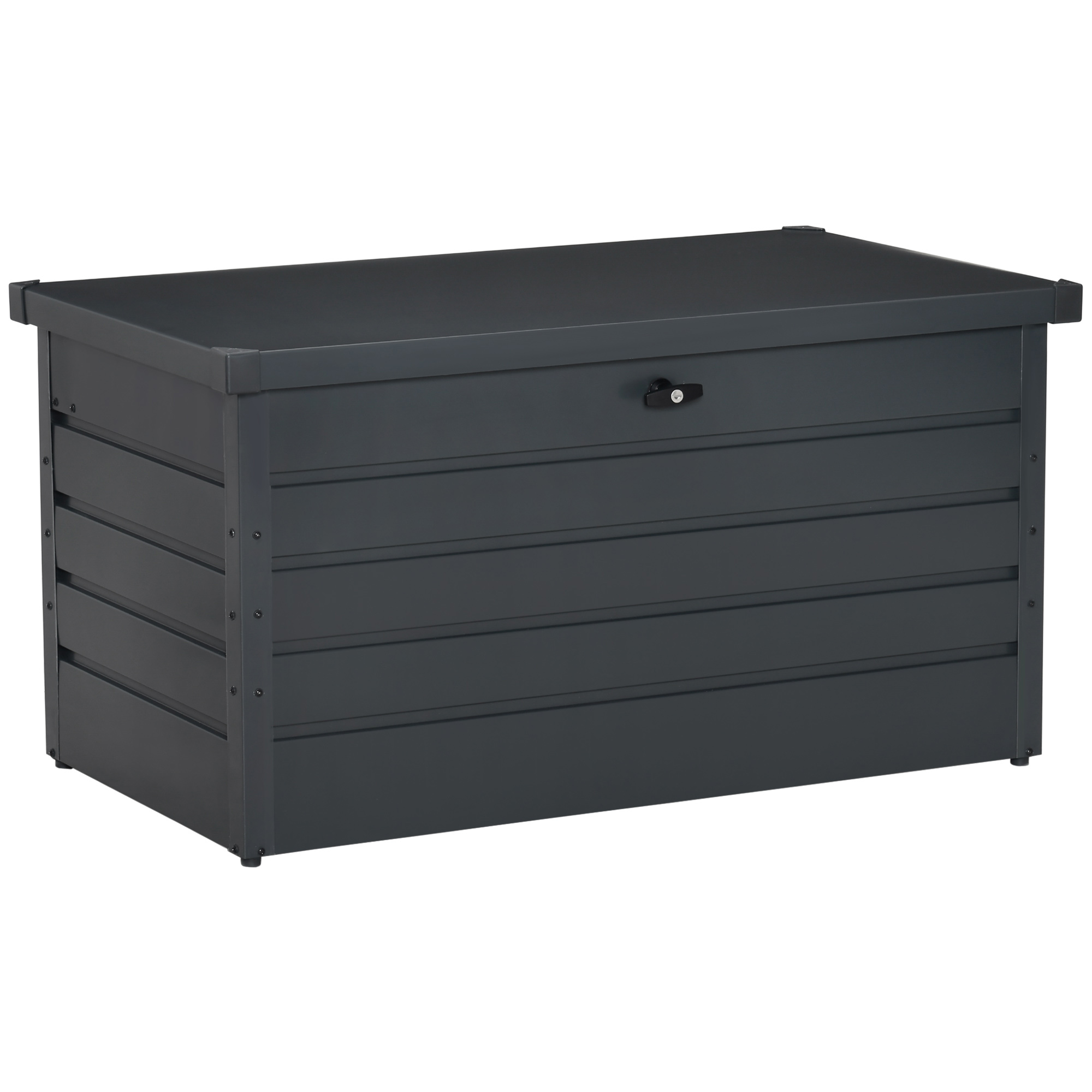 Easycomfort Panca Baule Contenitore da Giardino con Chiave, Cassapanca Moderna in Acciaio, Grigio, 120x62x62cm