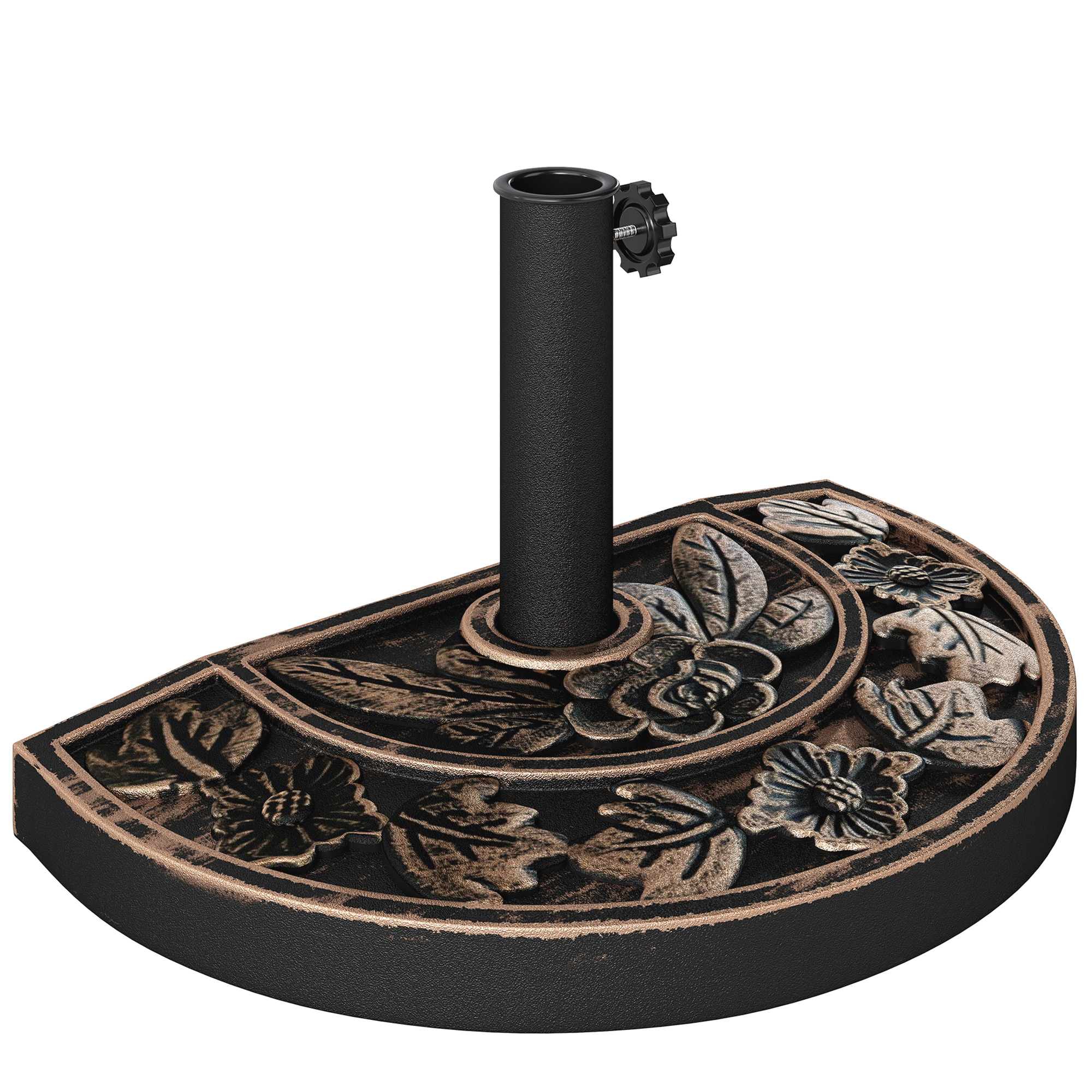EasycomfortBase per Ombrellone a Mezzaluna da Ø38 mm e Ø48 mm con Manovella, Basamento per Ombrellone in Resina, 50x31x32 cm, Bronzo
