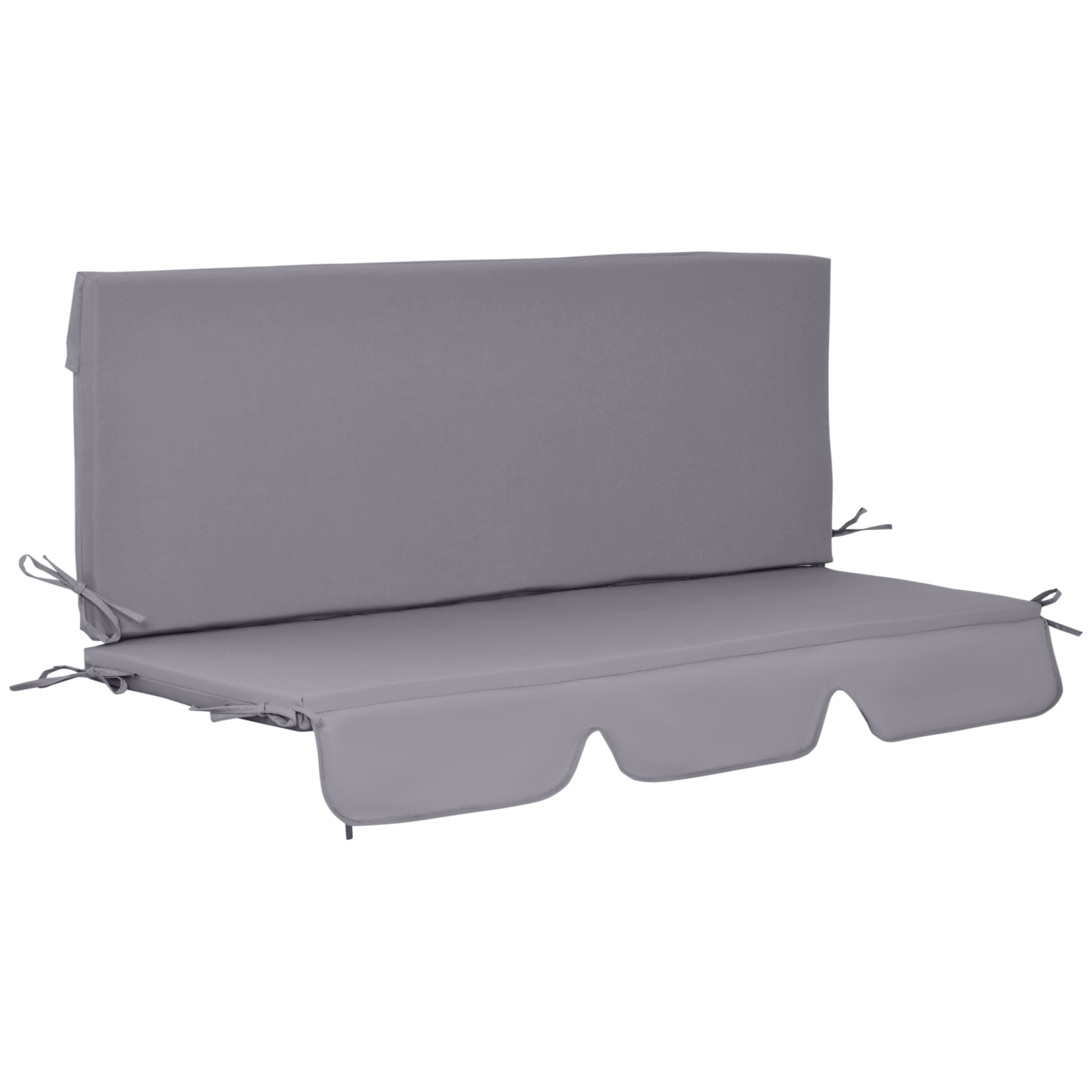 Easycomfort Cuscini da Esterno per Dondolo da Giardino 3 Posti con Lacci, 2 Pezzi da 130x45x5 cm, Grigio