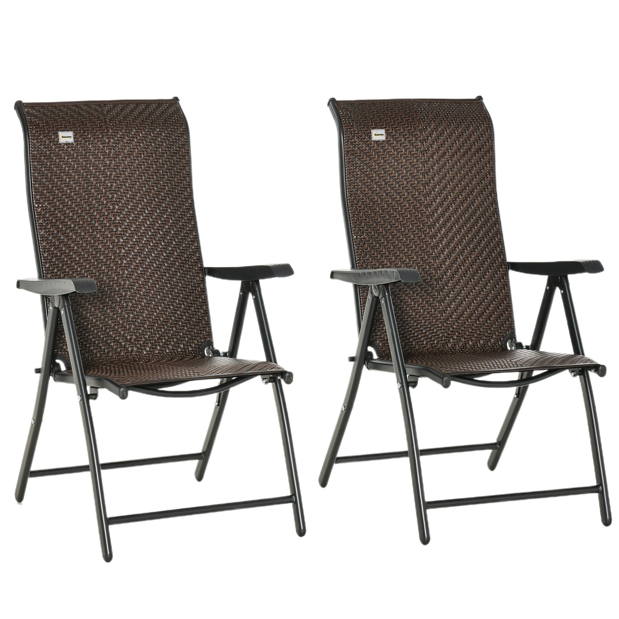 Easycomfort Set da 2 Sedie da Giardino Pieghevoli in Rattan PE, Schienale 7 Posizioni, 71x58x111cm