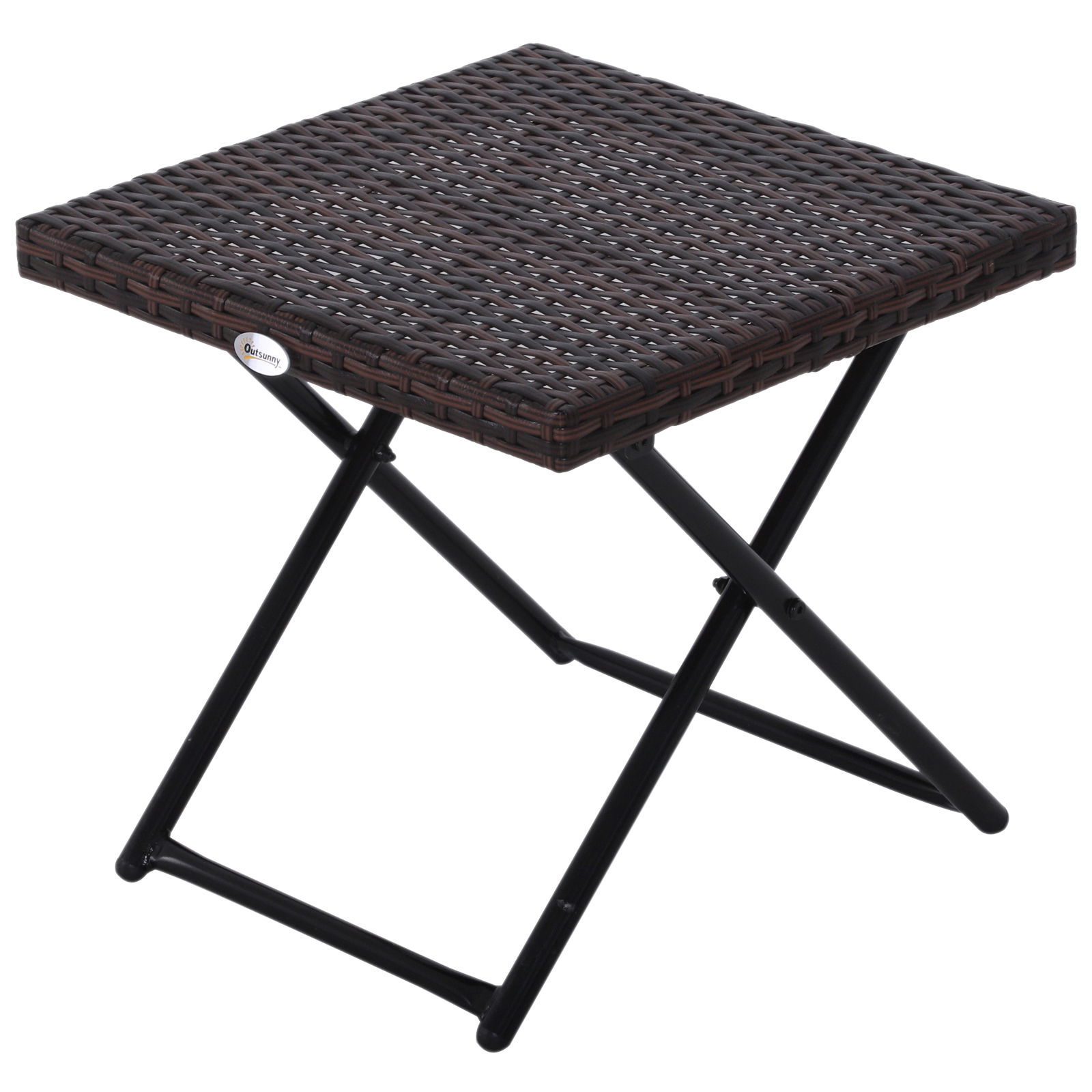 Easycomfort Tavolino da Giardino Pieghevole in Rattan Sintetico e Acciaio, Tavolino da Balcone Salvaspazio, 40x40x40cm, Marrone