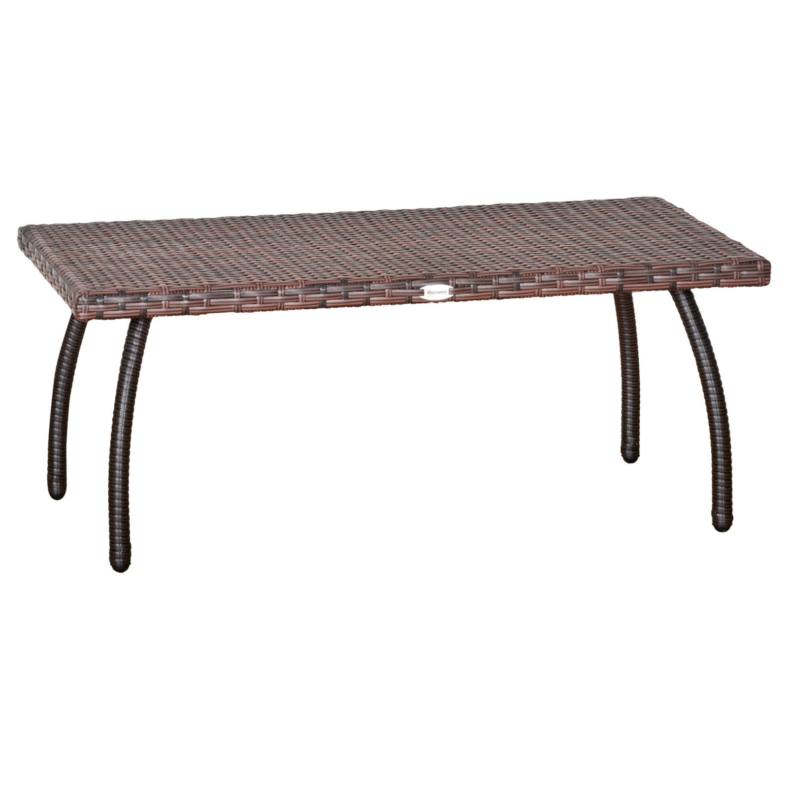 Easycomfort Tavolino in Rattan Sintetico, Tavolino da Esterno Piccolo, per Giardino, Terrazzo Impermeabile Marrone 90x50x35cm
