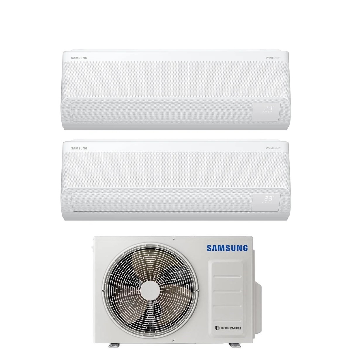 Climatizzatore Condizionatore Samsung Dual Split Inverter serie WINDFREE AVANT S2 9+12 con AJ050TXJ2KG R-32 Wi-Fi Integrato 9000+12000