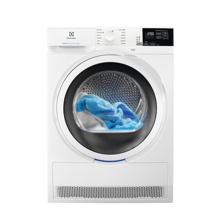 Asciugatrice a Pompa di Calore Electrolux 8 Kg EW7HW842 (LxPxA 59,6x63,8x85) Perfectcare 700 SensiCare System  EcoFlow Partenza Ritardata Classe A++