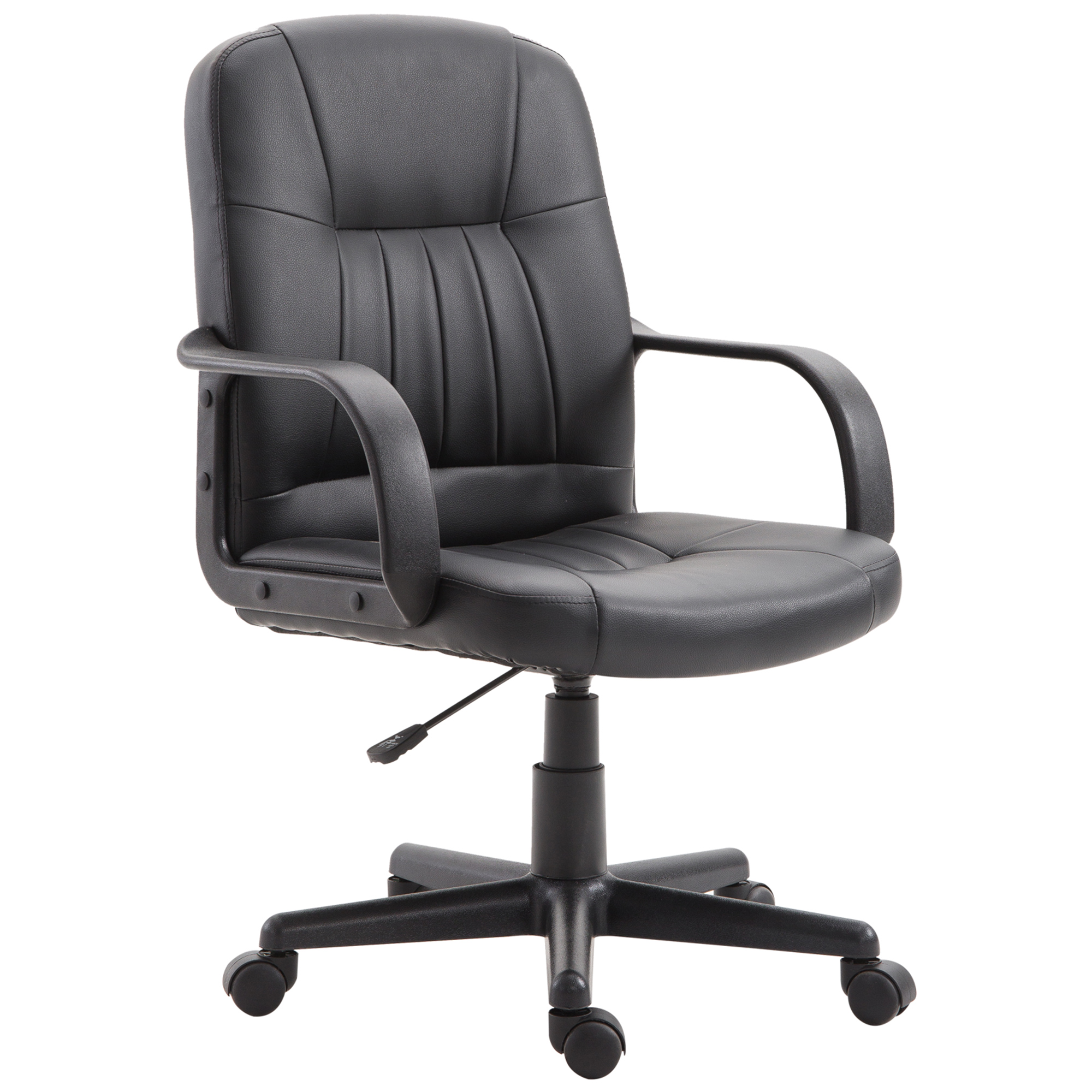 Easycomfort Sedia da Ufficio Ergonomica e Girevole, Poltrona da Ufficio con Altezza Regolabile in Similpelle 60×60×90-99cm Nero