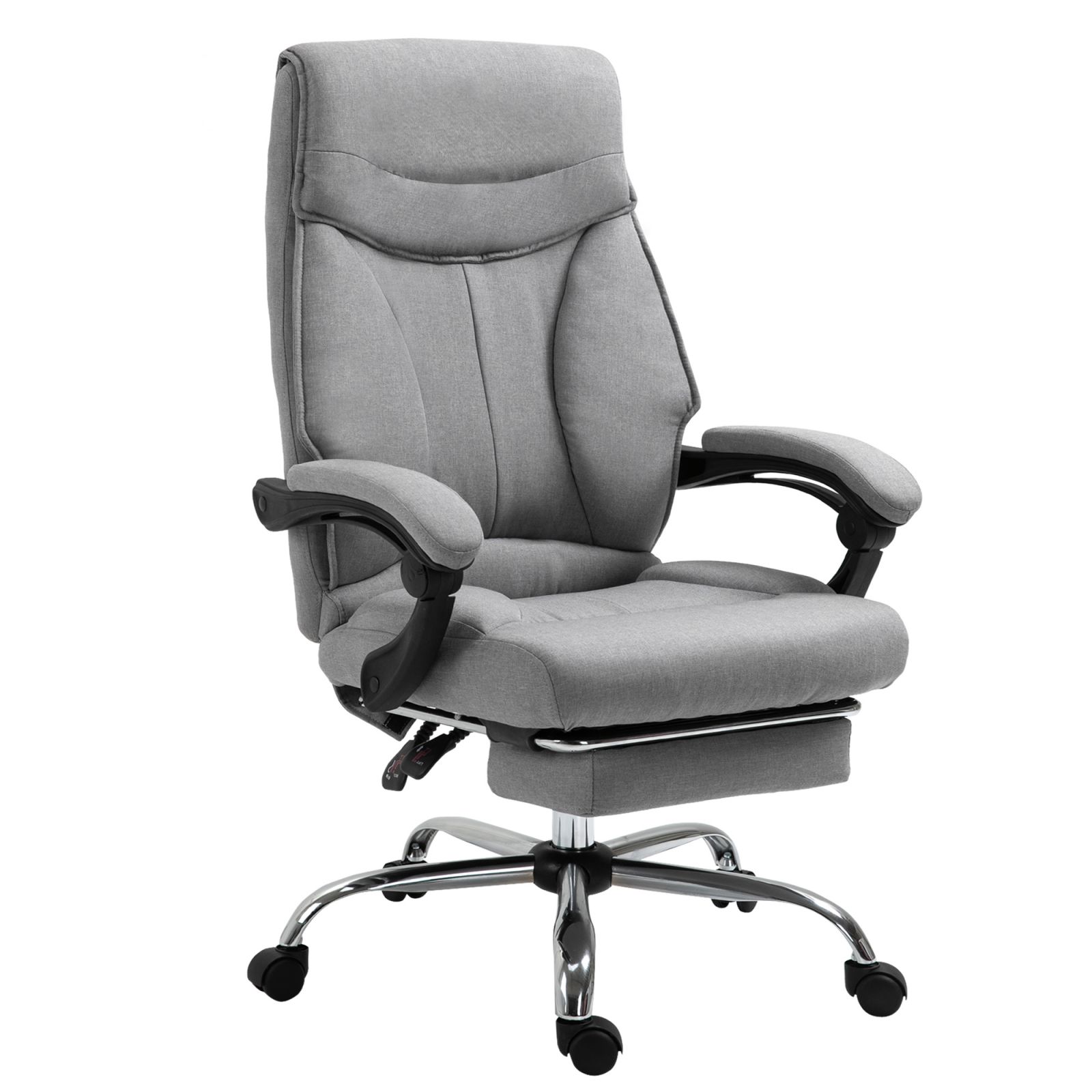Easycomfort Sedia da Ufficio Ergonomica Girevole, Sedia da Scrivania con Rotelle, Poggiapiedi Retrattile e Reclinabile 135°, Altezza Regolabile, Grigio