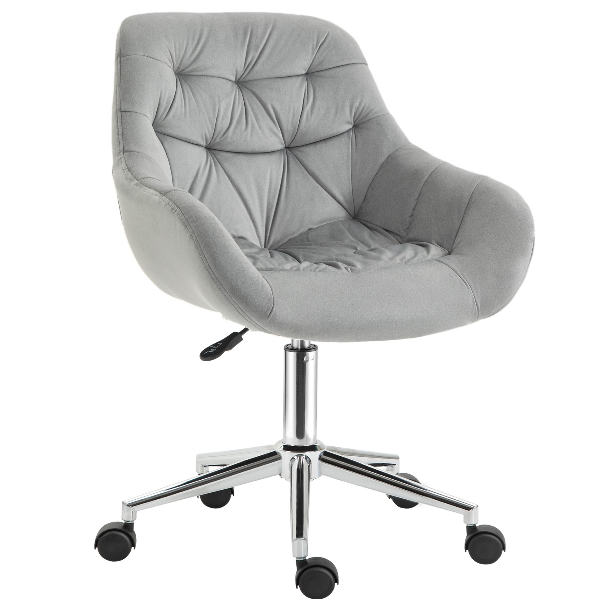 Easycomfort Sedia da Ufficio Ergonomica Girevole con Altezza Regolabile e Ruote, Rivestimento in Velluto, 59x58x80-90cm, Grigio