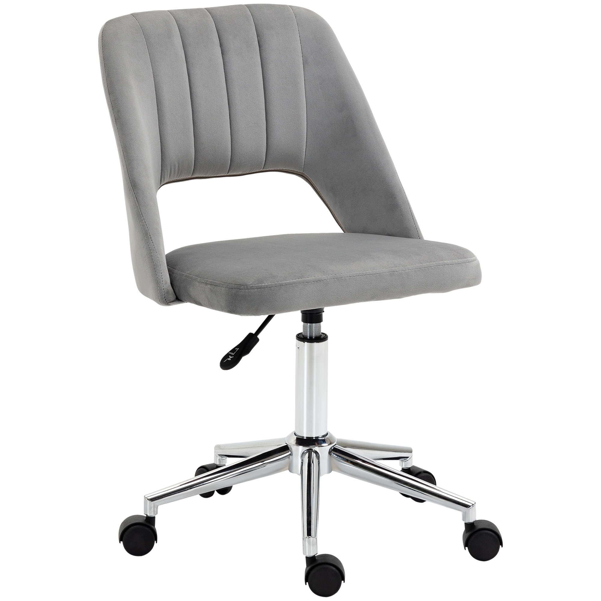 Easycomfort Sedia da Ufficio Ergonomica e Girevole, Sedia Imbottita per Scrivania con Altezza Regolabile, Grigio 49x60x79-91cm