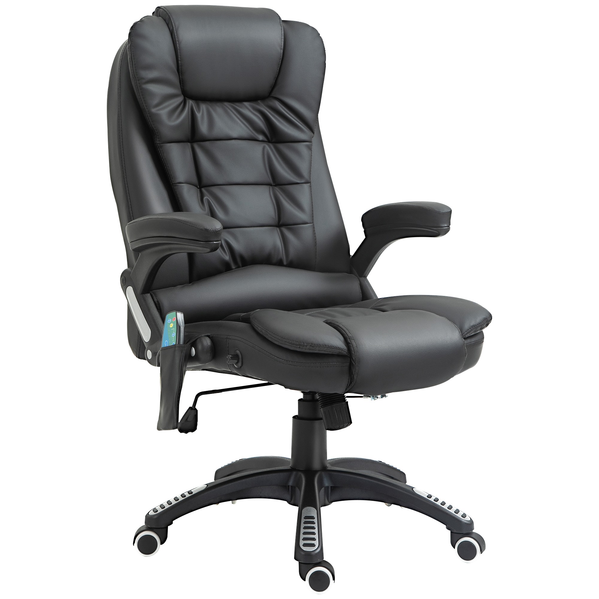Easycomfort Poltrona Massaggiante da Ufficio ad Altezza Regolabile con 6 Punti Massaggianti, in PU, 68x72x108-118, Nera