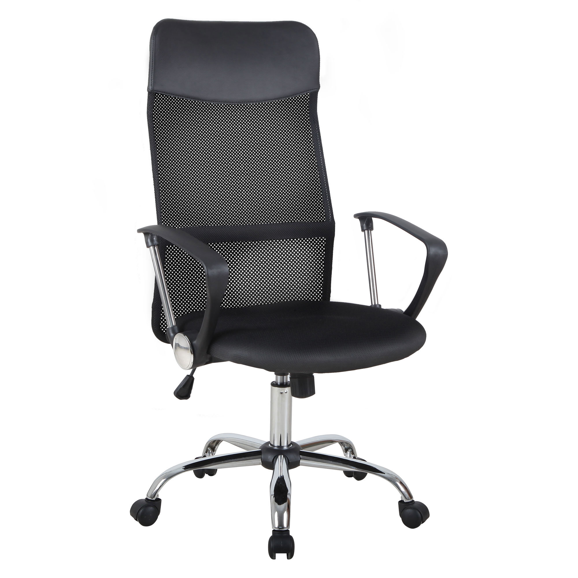 Easycomfort Sedia Ergonomica da Ufficio Girevole e Dondolo con Ruote, Altezza Regolabile e Schienale a Rete, 63x65x109-119cm Nero
