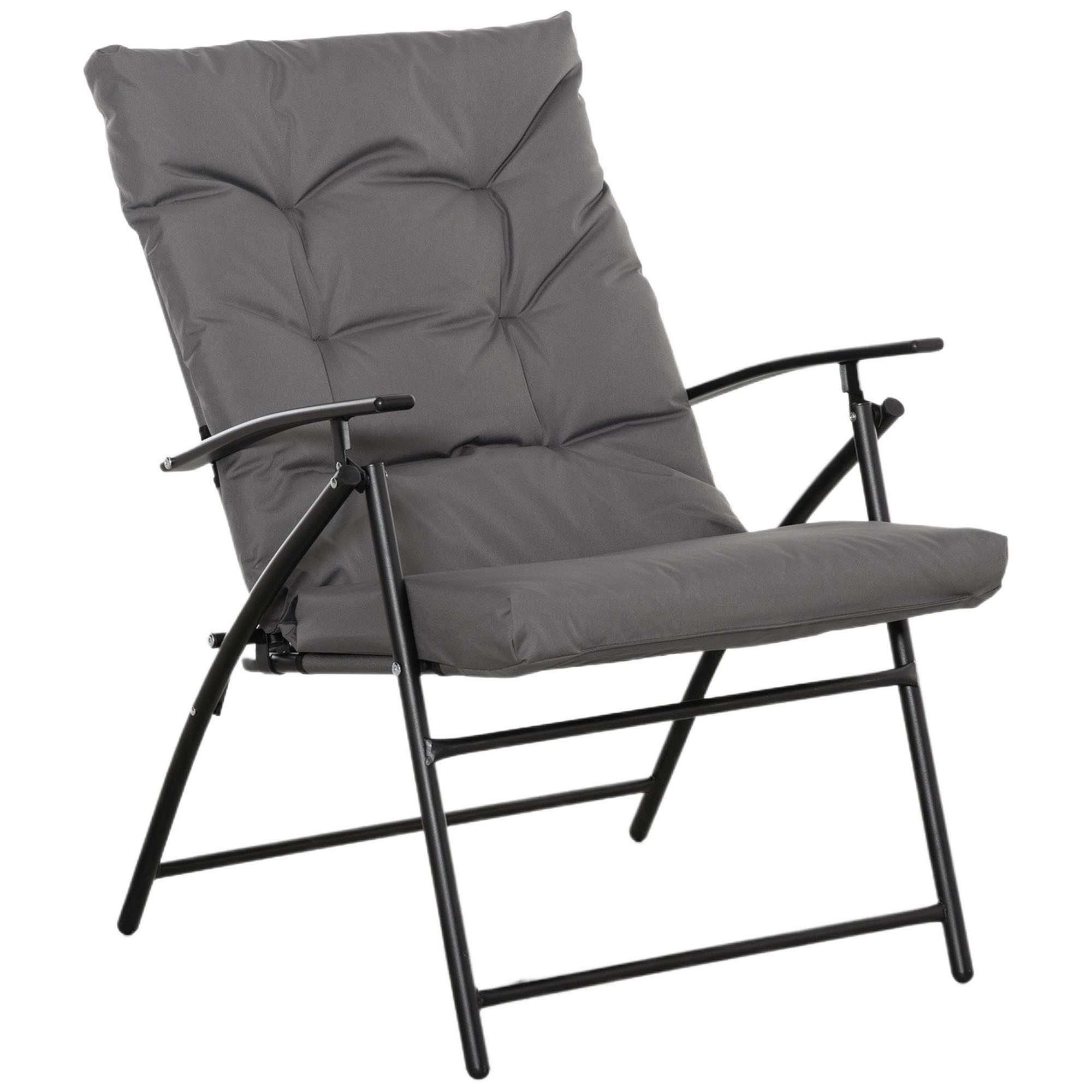 Easycomfort Sedia da Campeggio Pieghevole e Reclinabile con Cuscino Rimovibile, in Metallo e Tessuto, Grigio