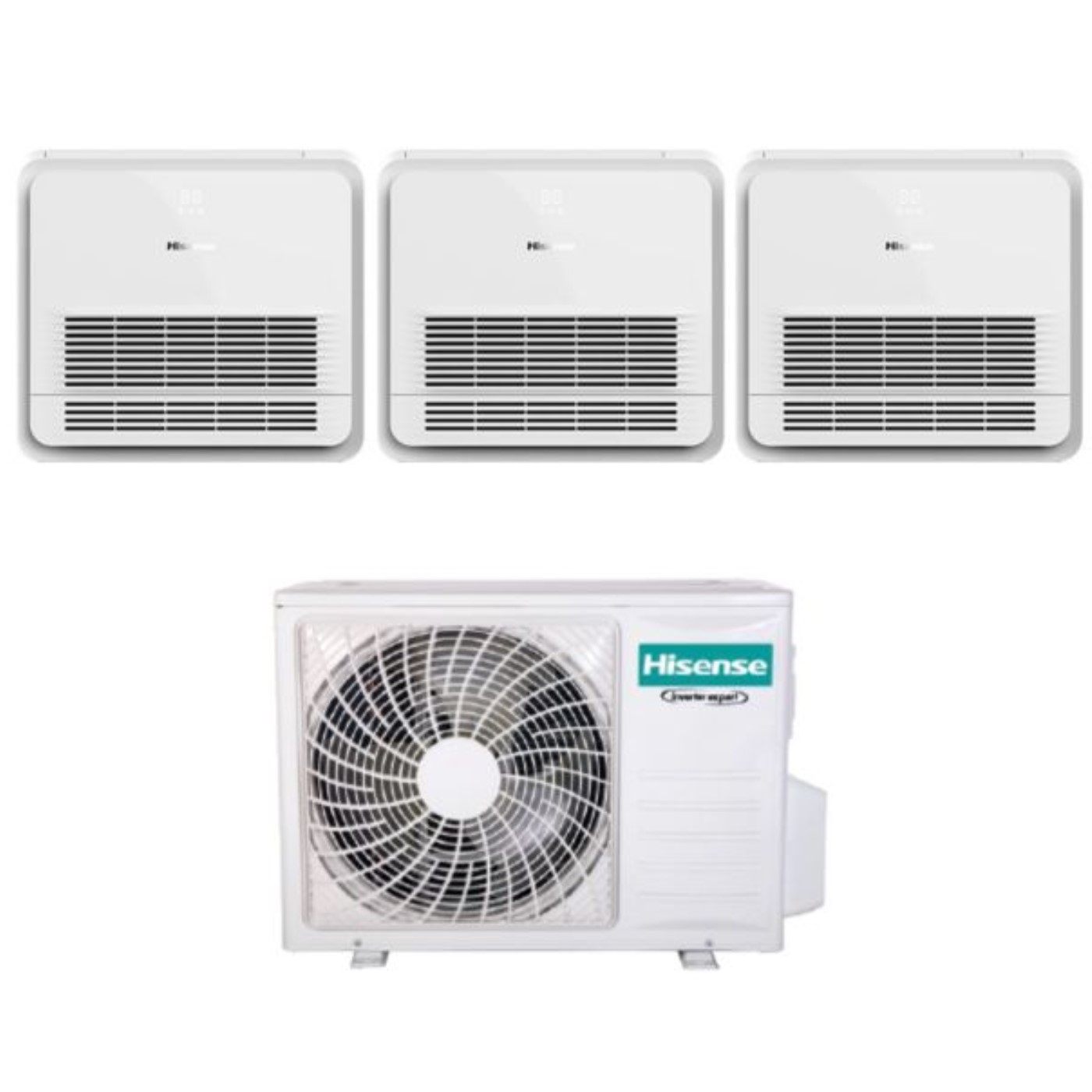 Climatizzatore Condizionatore Hisense Trial Split Console 9+12+12 con 3AMW72U4RJC R-32 Wi-Fi Optional Con Telecomando di Serie 9000+12000+12000
