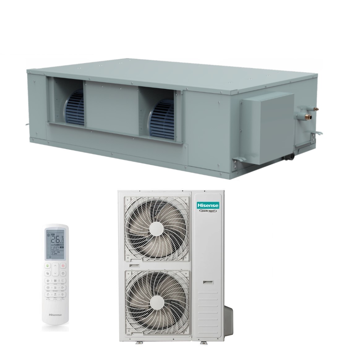 Climatizzatore Condizionatore Hisense Inverter Canalizzato Canalizzabile serie TURBO 68000 Btu AUD200UX4RPH8 + AUW200U6RZ8 Trifase R-32 Wi-Fi Optional con Telecomando di serie
