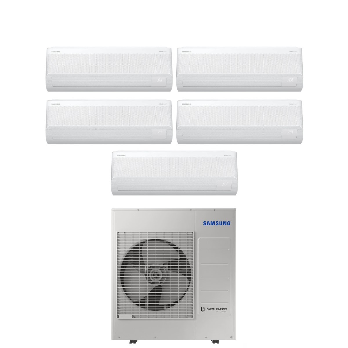 Climatizzatore Condizionatore Samsung Penta Split Inverter serie WINDFREE AVANT S2 7+7+12+12+12 con AJ100TXJ5KG R-32 Wi-Fi Integrato 7000+7000+12000+12000+12000