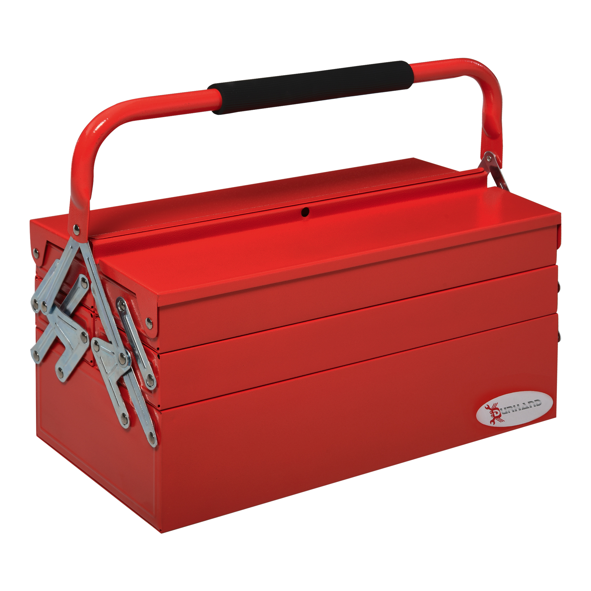 Easycomfort Cassetta Porta Attrezzi in Metallo Pieghevole con 5 Vassoi, 3 Ripiani, Rosso
