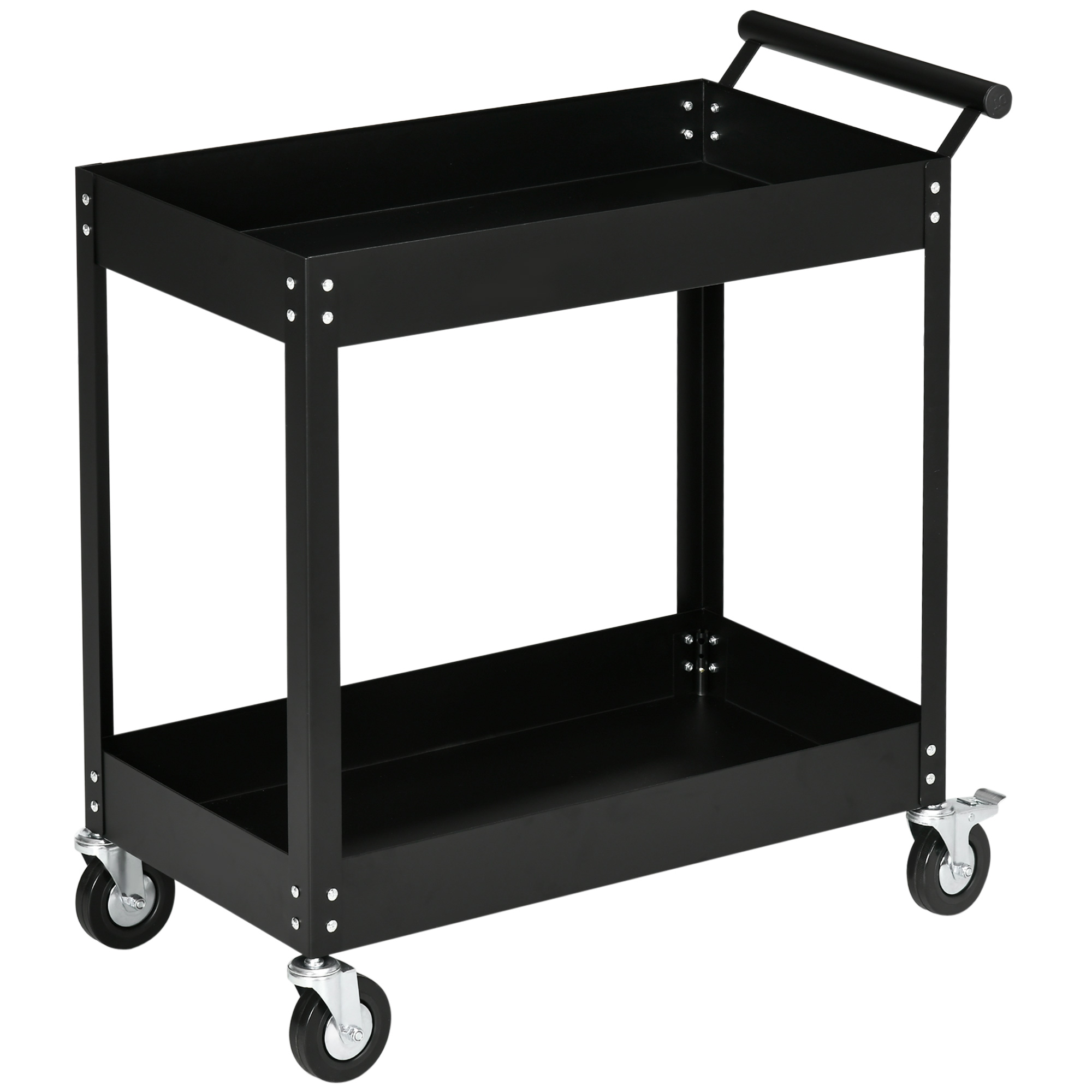 Easycomfort Carrello Porta Attrezzi a 2 Ripiani in Acciaio, 84.5x38x84cm, Nero