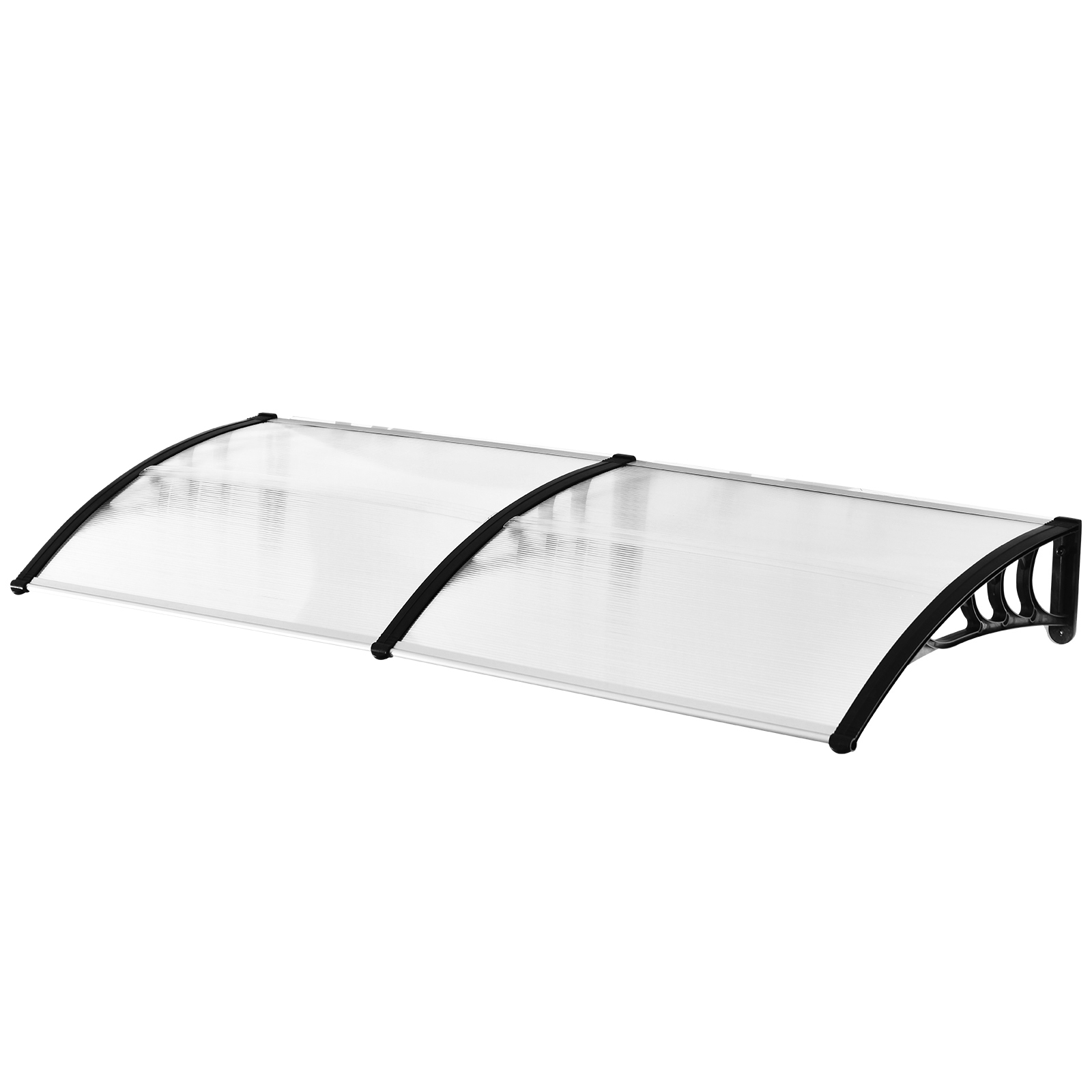 Easycomfort Pensilina Tettoia da Esterno 195x75cm in Policarbonato e Alluminio per Balcone Finestre e Porte, Trasparente