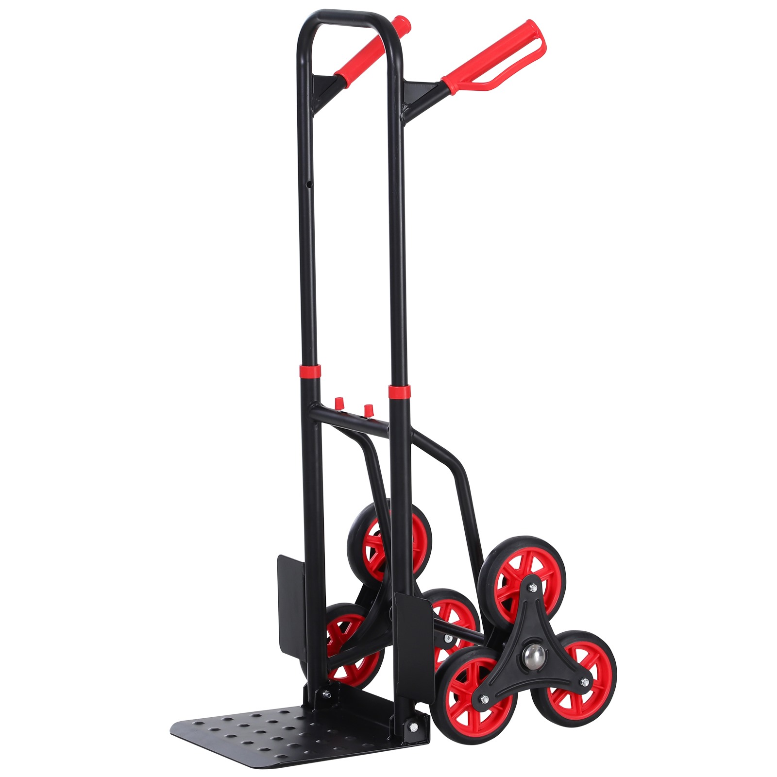 Easycomfort Carrello Portapacchi Pieghevole 120 kg max con Maniglia Estraibile, 60x45x109 cm, Rosso e Nero