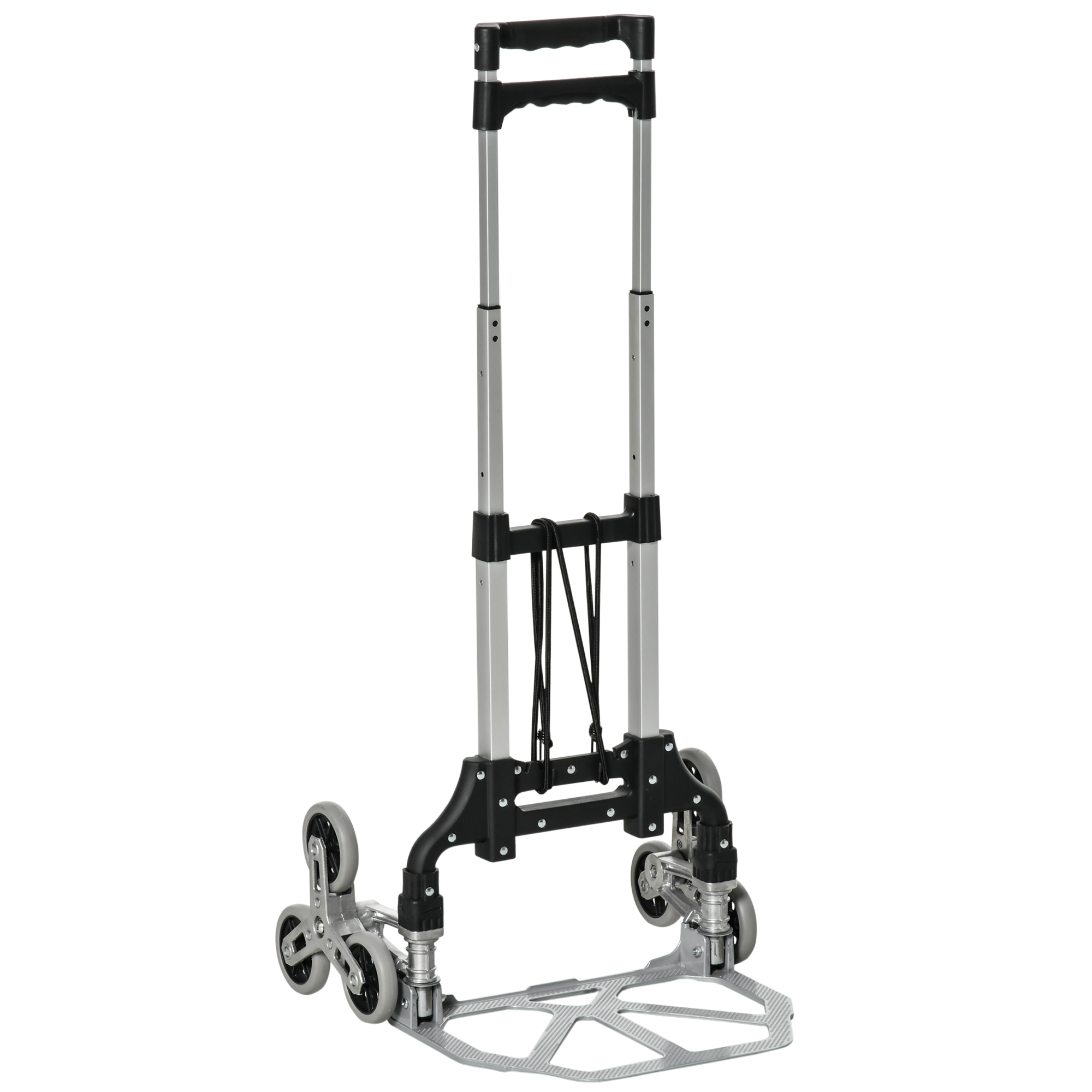 Easycomfort Carrello Portapacchi Pieghevole a 6 Ruote max 70 kg con Fune e Maniglia Estraibile, 47x47x100 cm, Nero e Argento