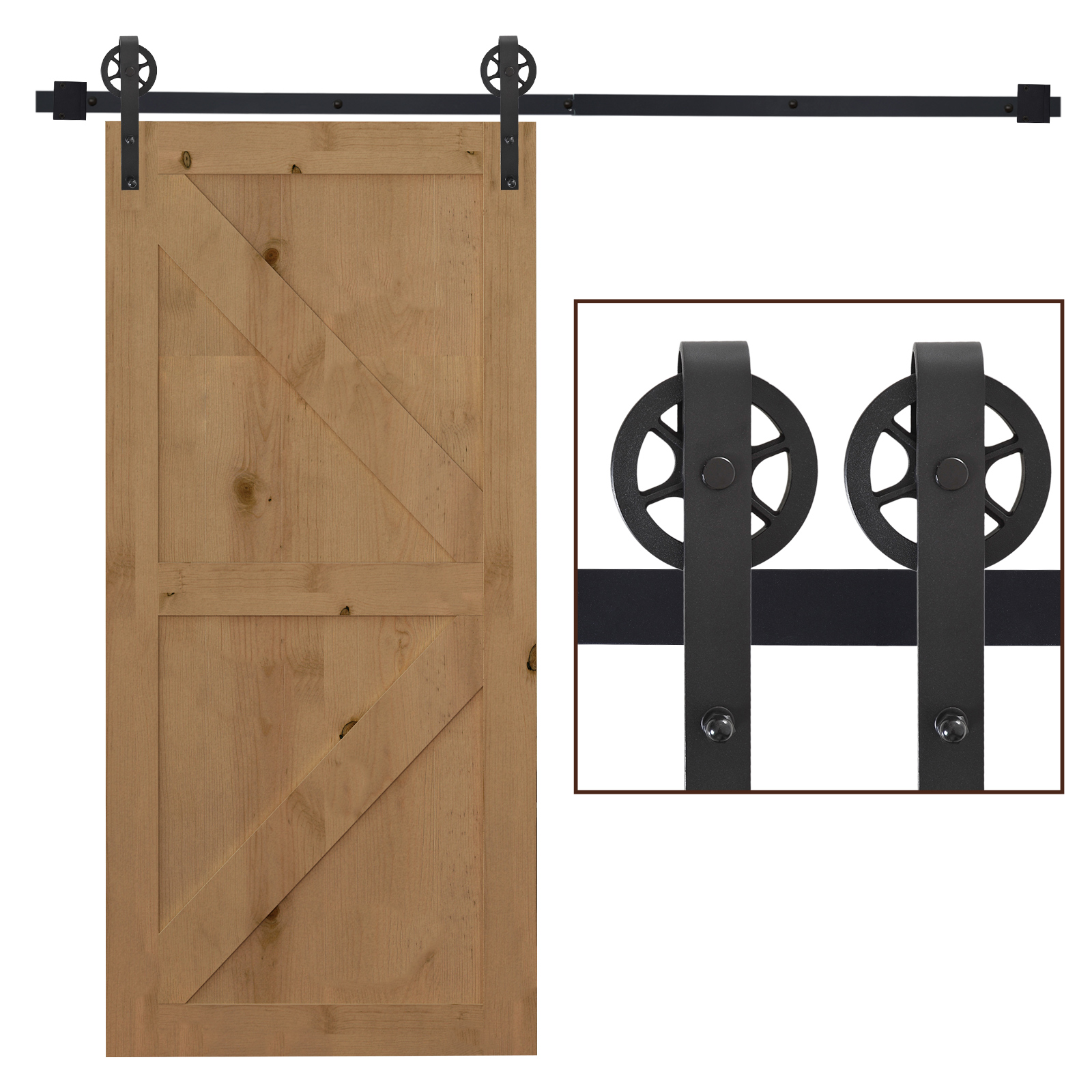 Easycomfort 200cm Binario per Porta Scorrevole Kit ,Spessore 34-40mm per Installazione Porta Muro Completo Accessori per Porte Scorrevole Singole, Acciaio Nero