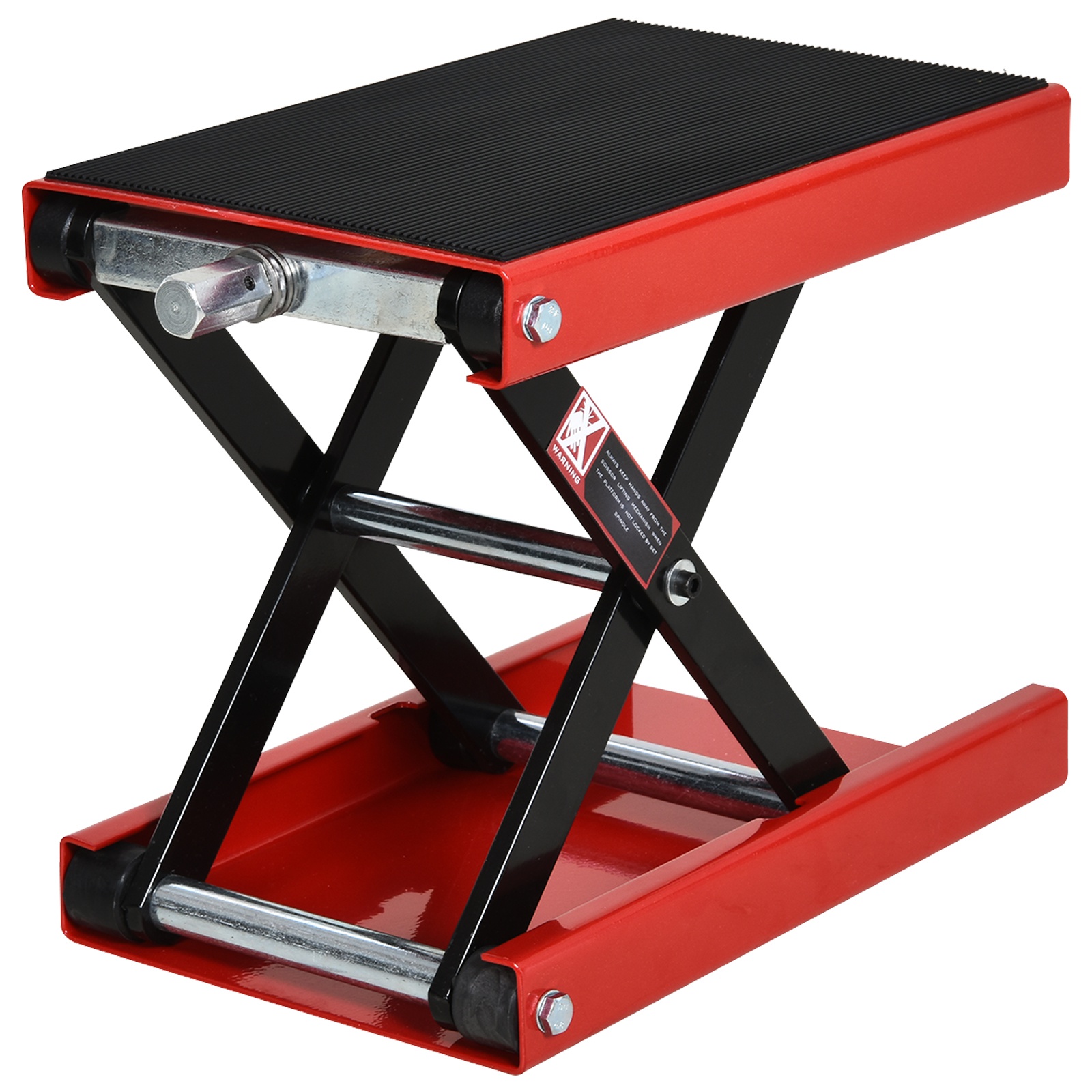 Easycomfort Cavalletto Alzamoto, Sollevatore per Moto in Acciaio Rosso e Nero, Pieghevole e Antiscivolo 41.5 x 23.5 x 10-37cm