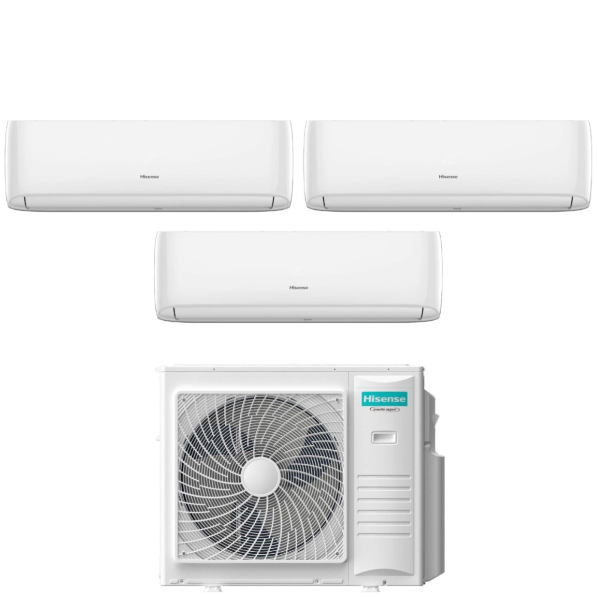 Climatizzatore Condizionatore Hisense Trial Split Inverter serie HI-COMFORT 7+18+18 con 5AMW105U4RQC R-32 Wi-Fi Integrato 7000+18000+18000