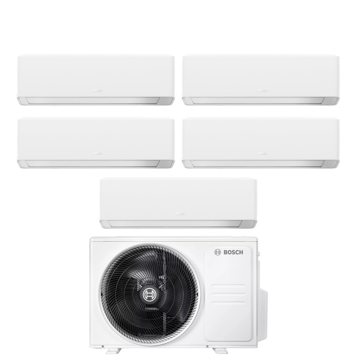 Condizionatore Penta Split Bosch CLIMATE 7000i WHITE 7+7+9+9+9 con 5000M 105/4 E R-32 Wi-Fi Integrato