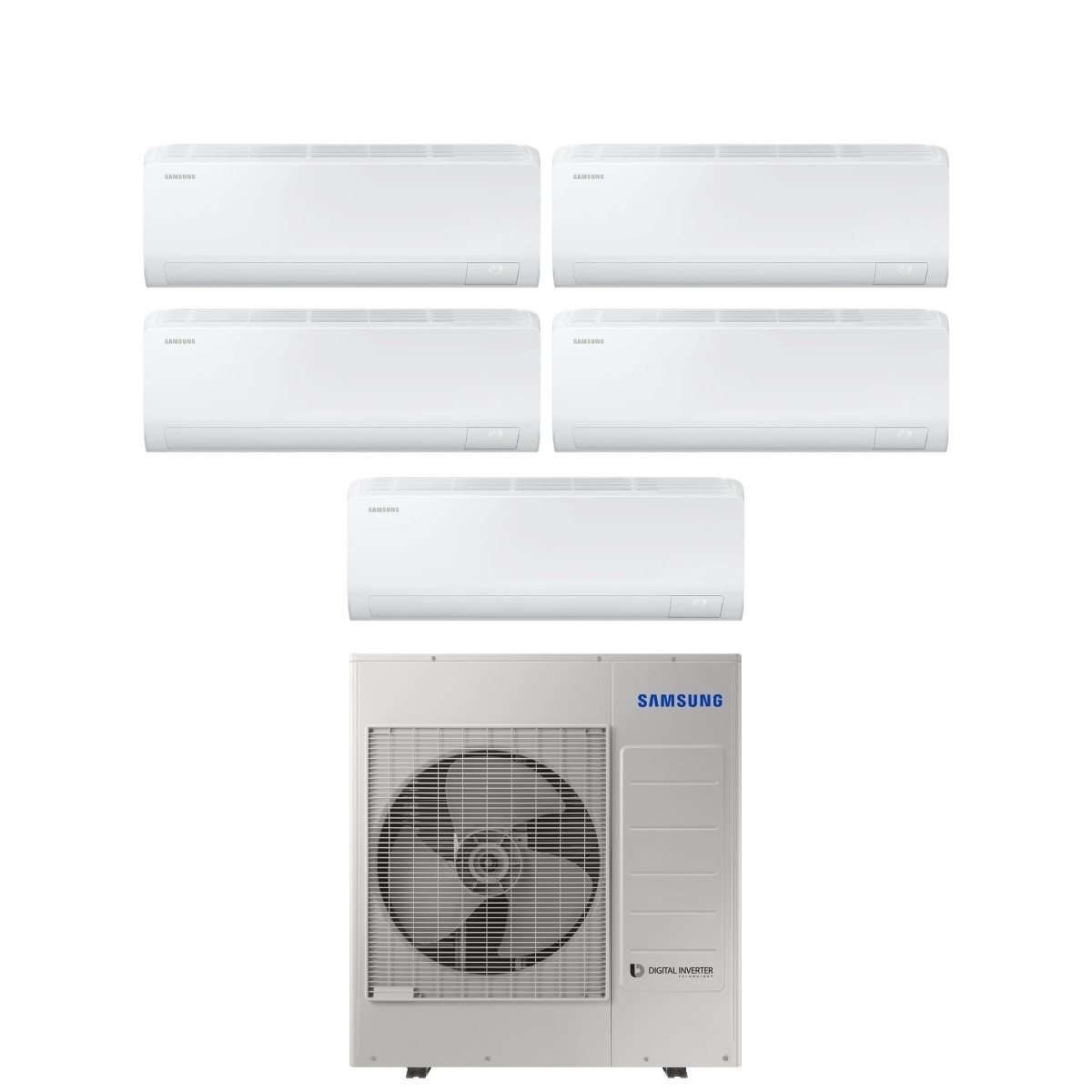 Climatizzatore Condizionatore Samsung Penta Split Inverter serie CEBU S2 7+9+9+9+12 con AJ100TXJ5KG R-32 Wi-Fi Integrato 7000+9000+9000+9000+12000