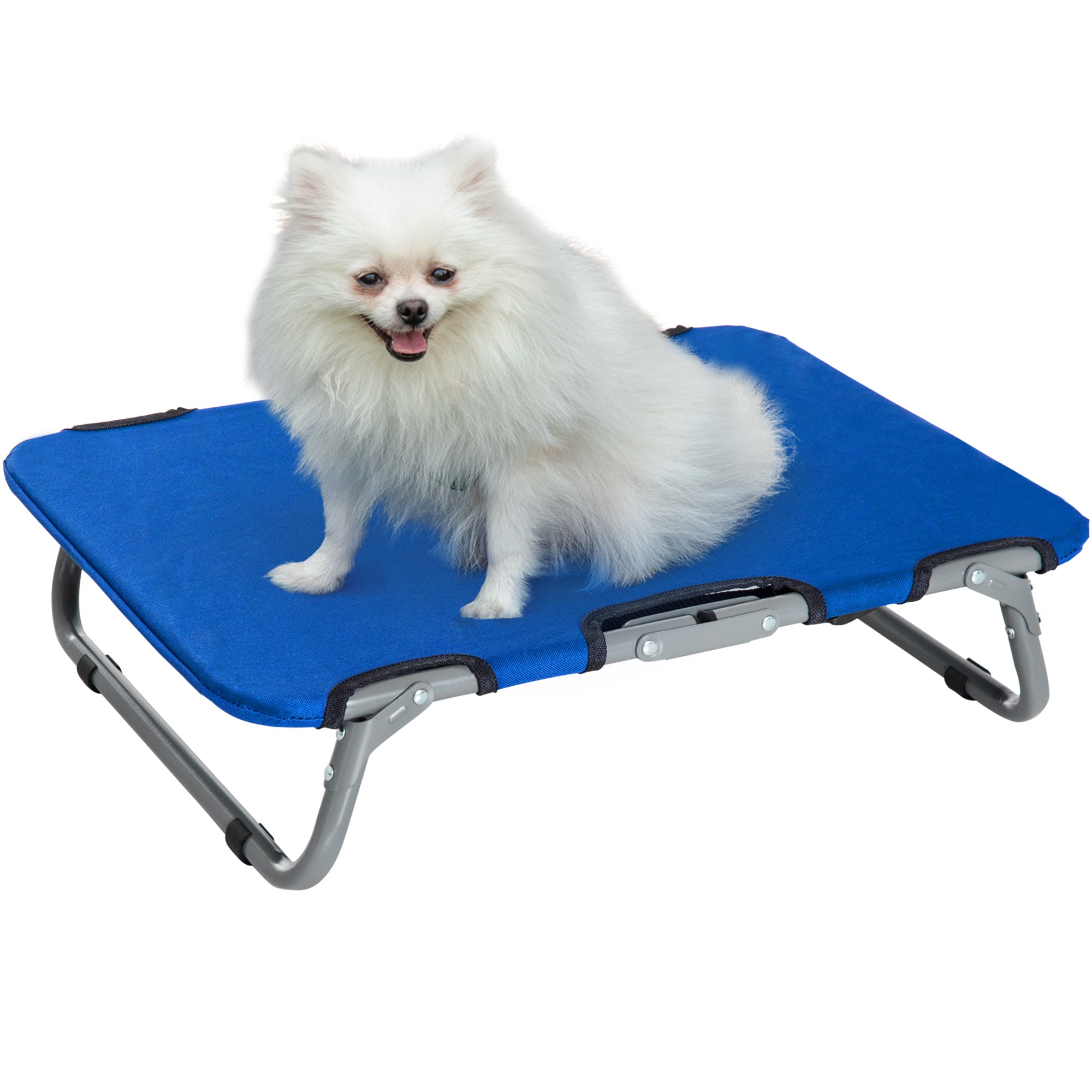 Easycomfort Brandina per Cani Taglia Piccola Rialzata e Pieghevole per Interno ed Esterno, 59x46x15 cm, Blu