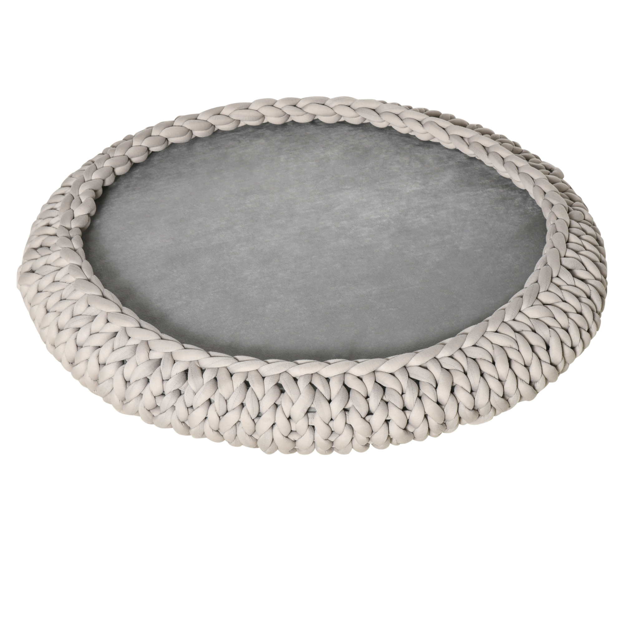 Easycomfort Cuccia per Cani e Gatti Rotonda, Rialzata e Lavabile in Cotone PP, Cuscino Imbottito, Φ93x15cm, Grigia