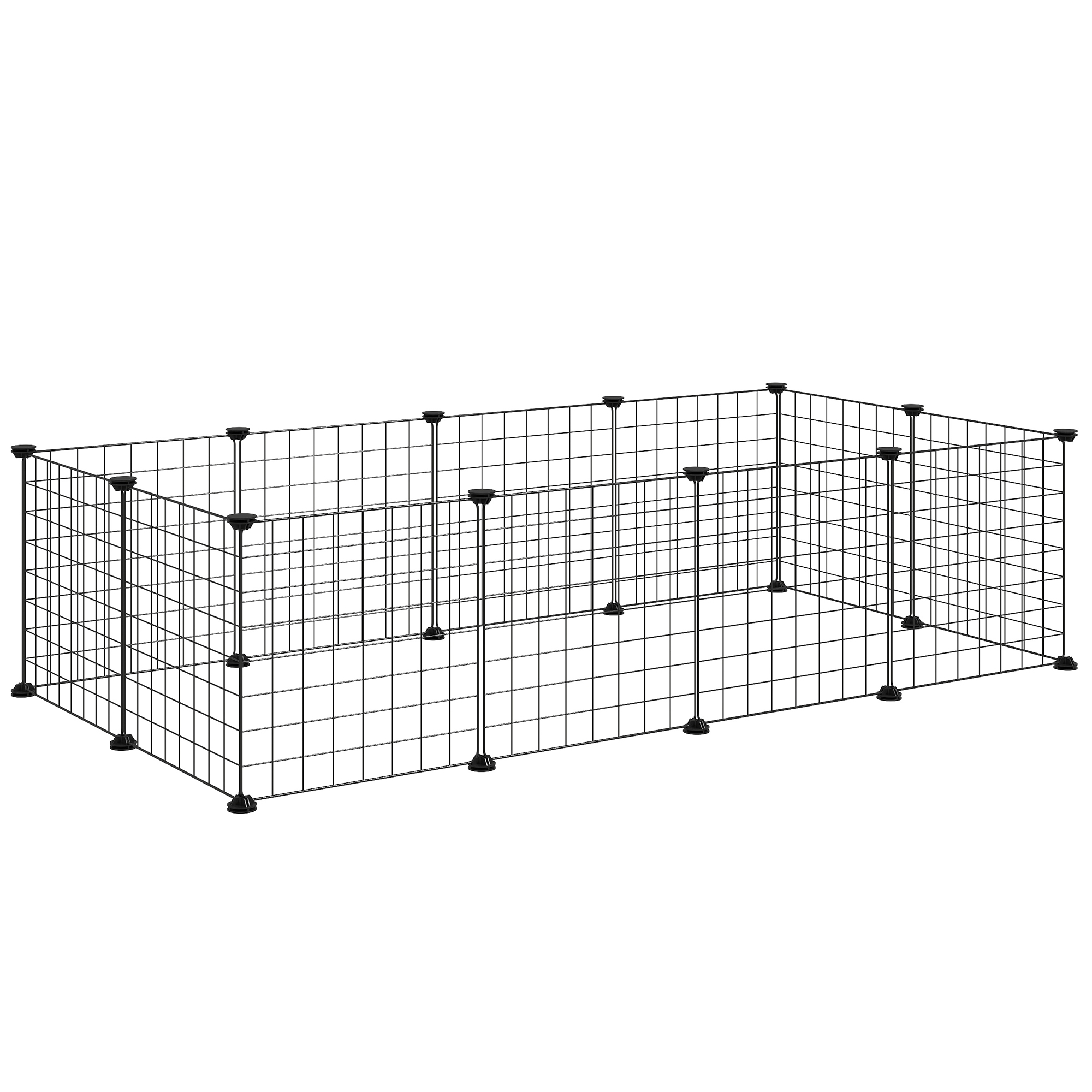 Easycomfort Recinto per Animali di Piccola Taglia Modulabile con Pannelli e Accessori, Gabbia per Ricci da Interno in Metallo, per Porcellini d'India e Ricci, 106x73x36 cm, Nero