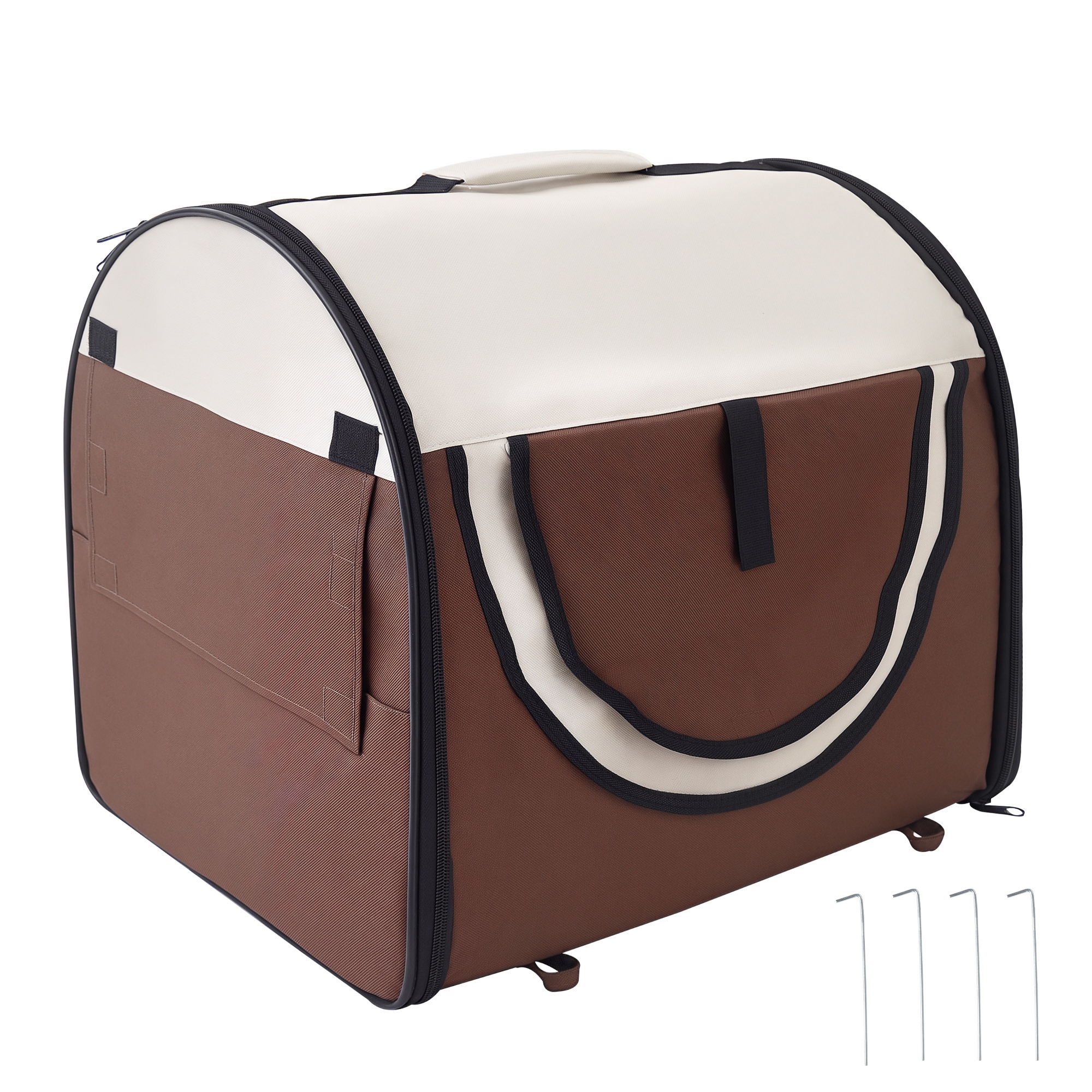 Easycomfort Trasportino Gabbia da Trasporto per Cani Gatti e Animali Domestici Pieghevole, 61x46x51cm, Caffè