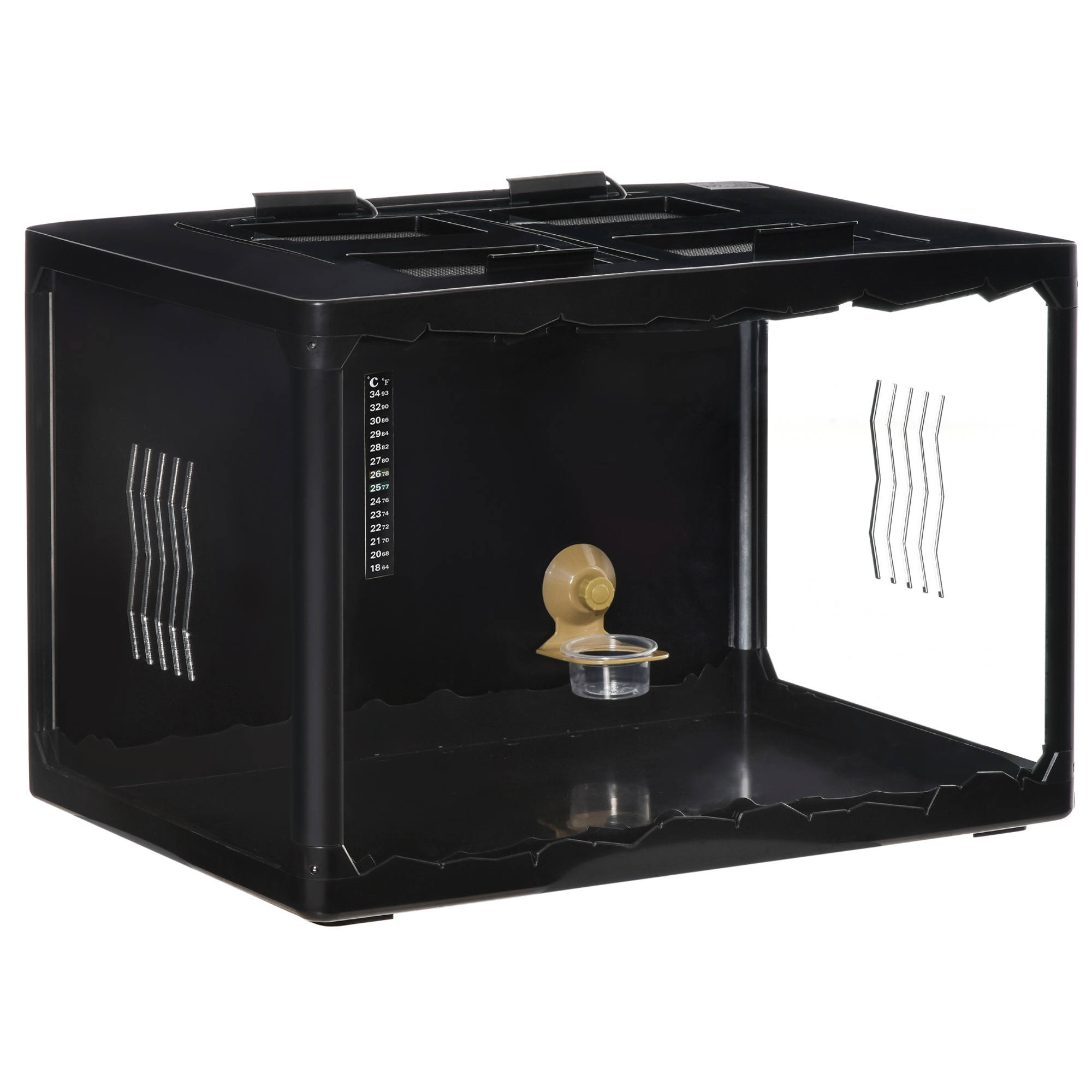 Easycomfort Terrario per Tartarughe di Terra e Rettili con Termometro 18-34℃, 60x40x40.5 cm, Nero