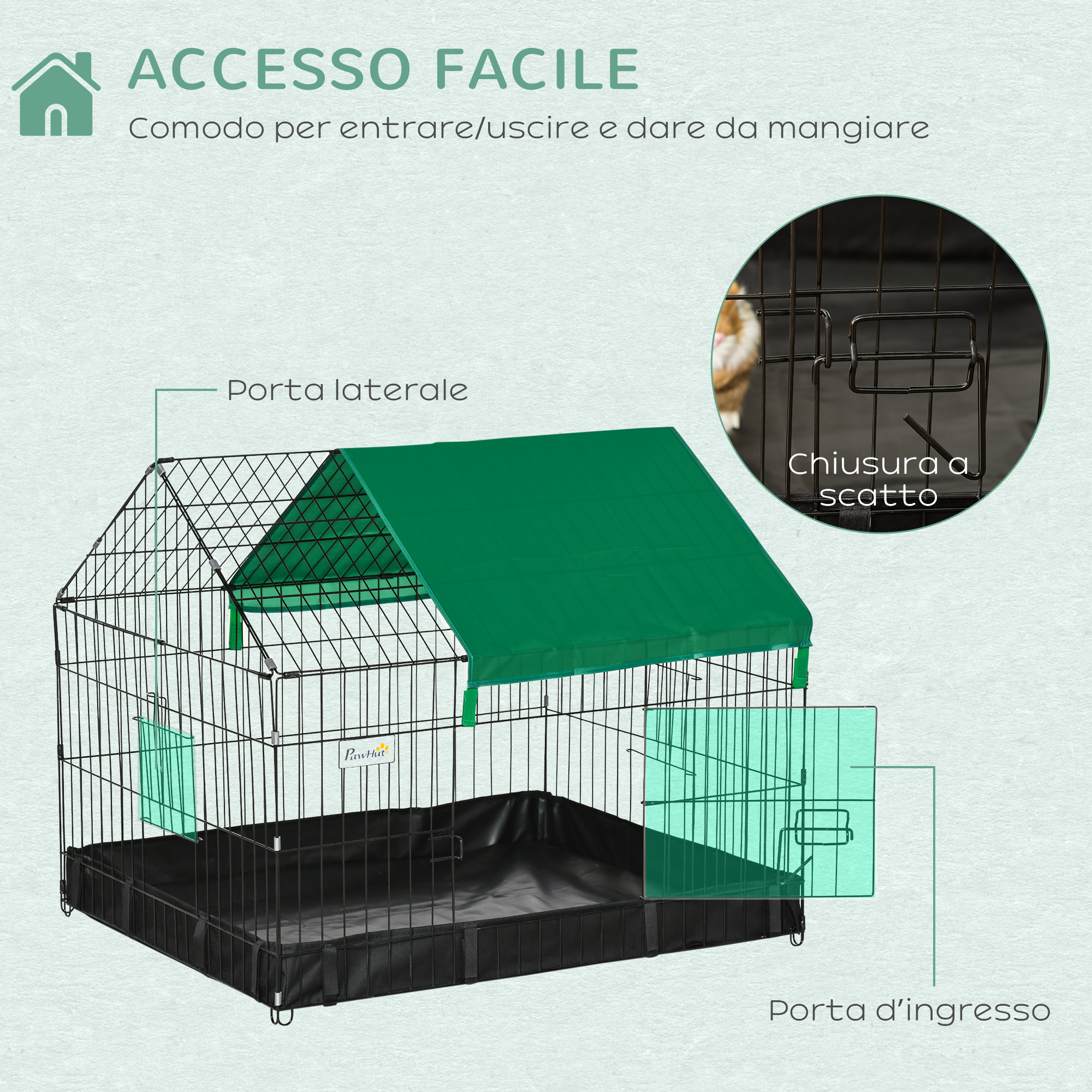 Easycomfort Gabbia per Conigli e Porcellini d'India in Metallo e Tessuto Oxford 90x75x75cm