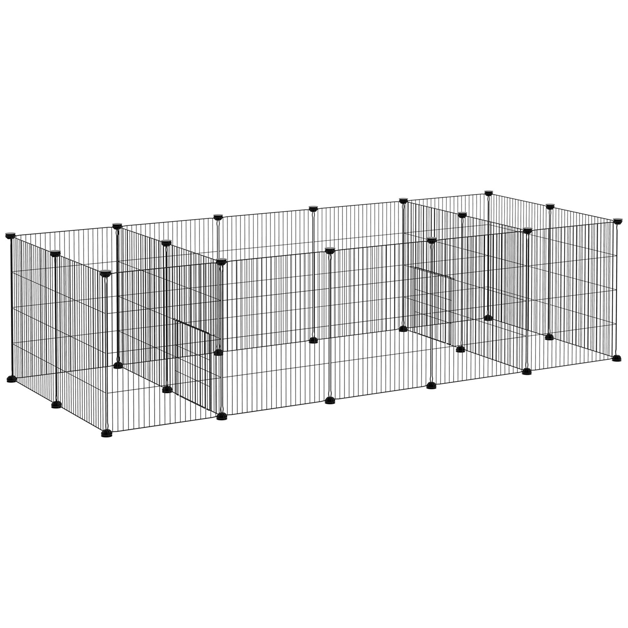 Easycomfort Gabbia per Porcellini d'India, Recinto per piccoli animali, 18 pz con Porta 175x70x45cm, Nero