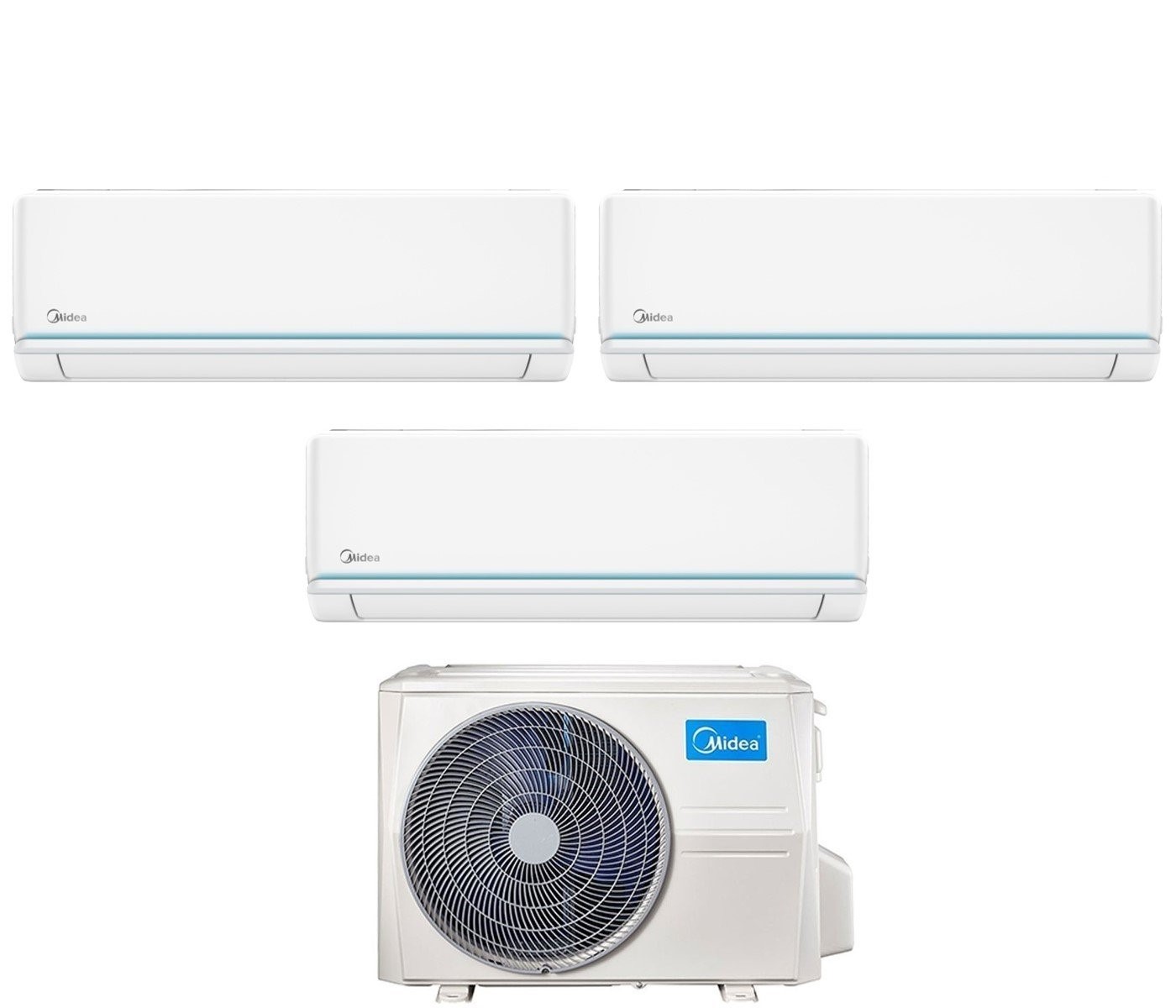 Condizionatore Midea Trial Split Inverter serie EVOLUTION 9+9+9 con M3OA-27HFN8-Q R-32 Wi-Fi Integrato 9000+9000+9000