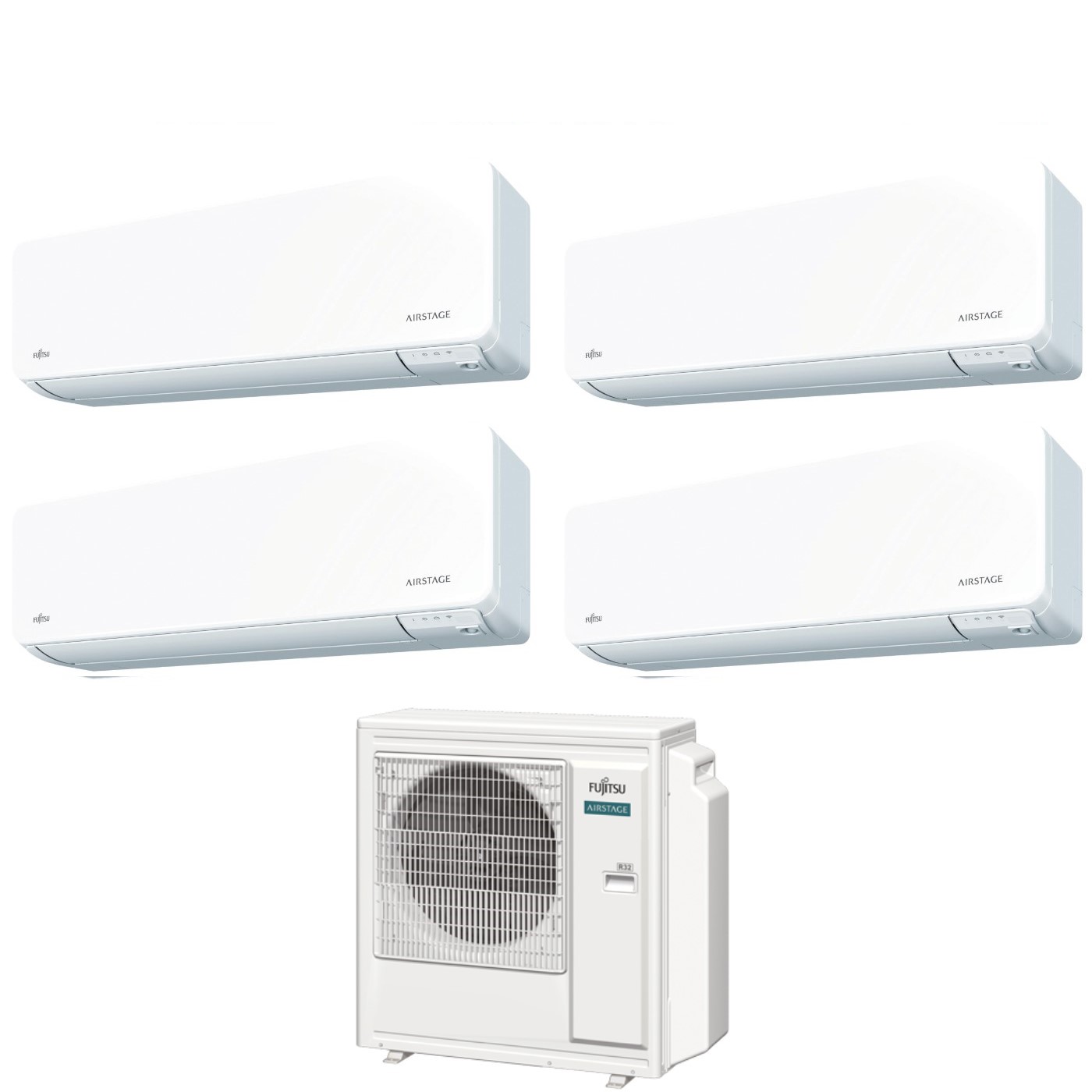Climatizzatore Condizionatore Fujitsu Quadri Split Inverter serie KG AIRSTAGE 7+9+12+14 con AOEG30KBTA4 R-32 Wi-Fi Integrato 7000+9000+12000+14000