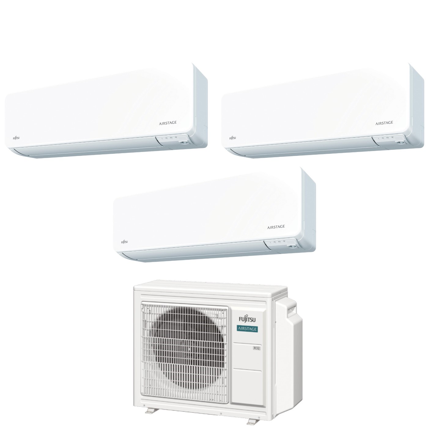 Climatizzatore Condizionatore Fujitsu Trial Split Inverter serie KG AIRSTAGE 9+9+12 con AOEG18KBCA3 R-32 Wi-Fi Integrato 9000+9000+12000