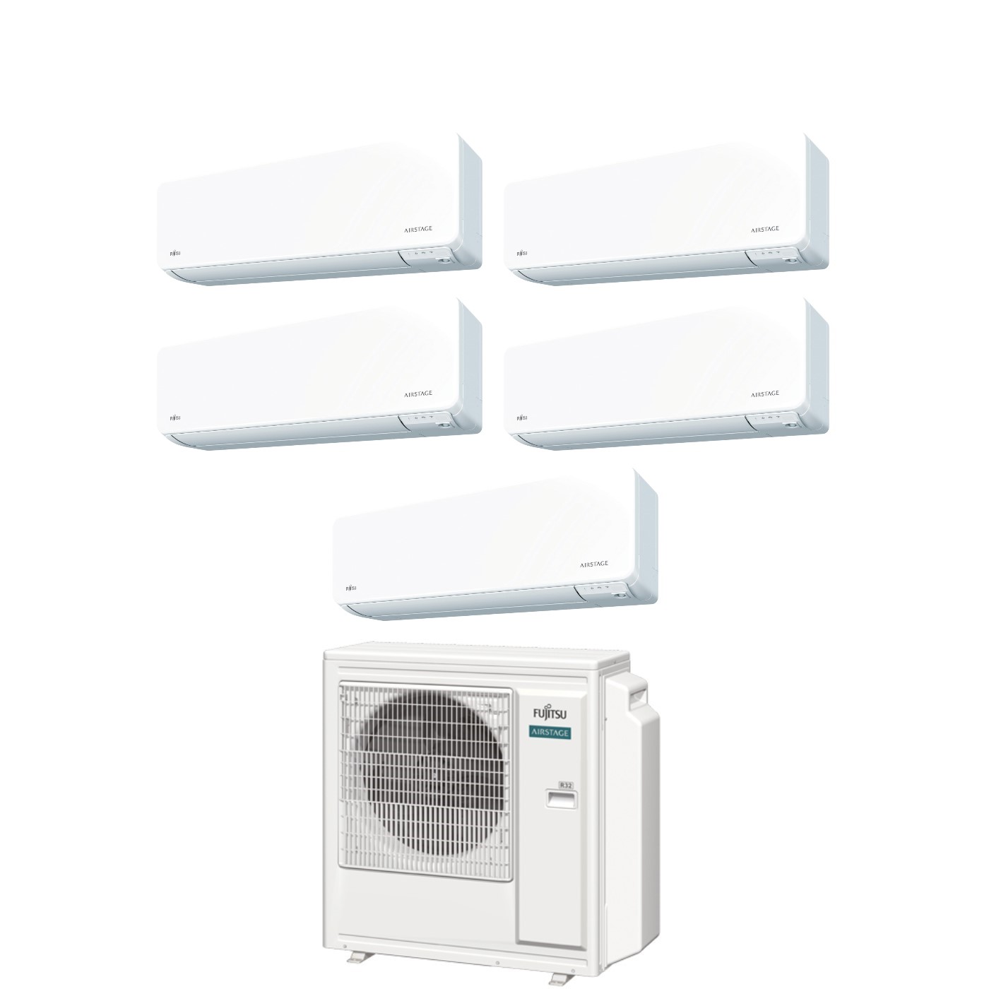 Climatizzatore Condizionatore Fujitsu Penta Split Inverter serie KG AIRSTAGE 9+9+9+9+12 con AOEG36KBTA5 R-32 Wi-Fi Integrato 9000+9000+9000+9000+12000